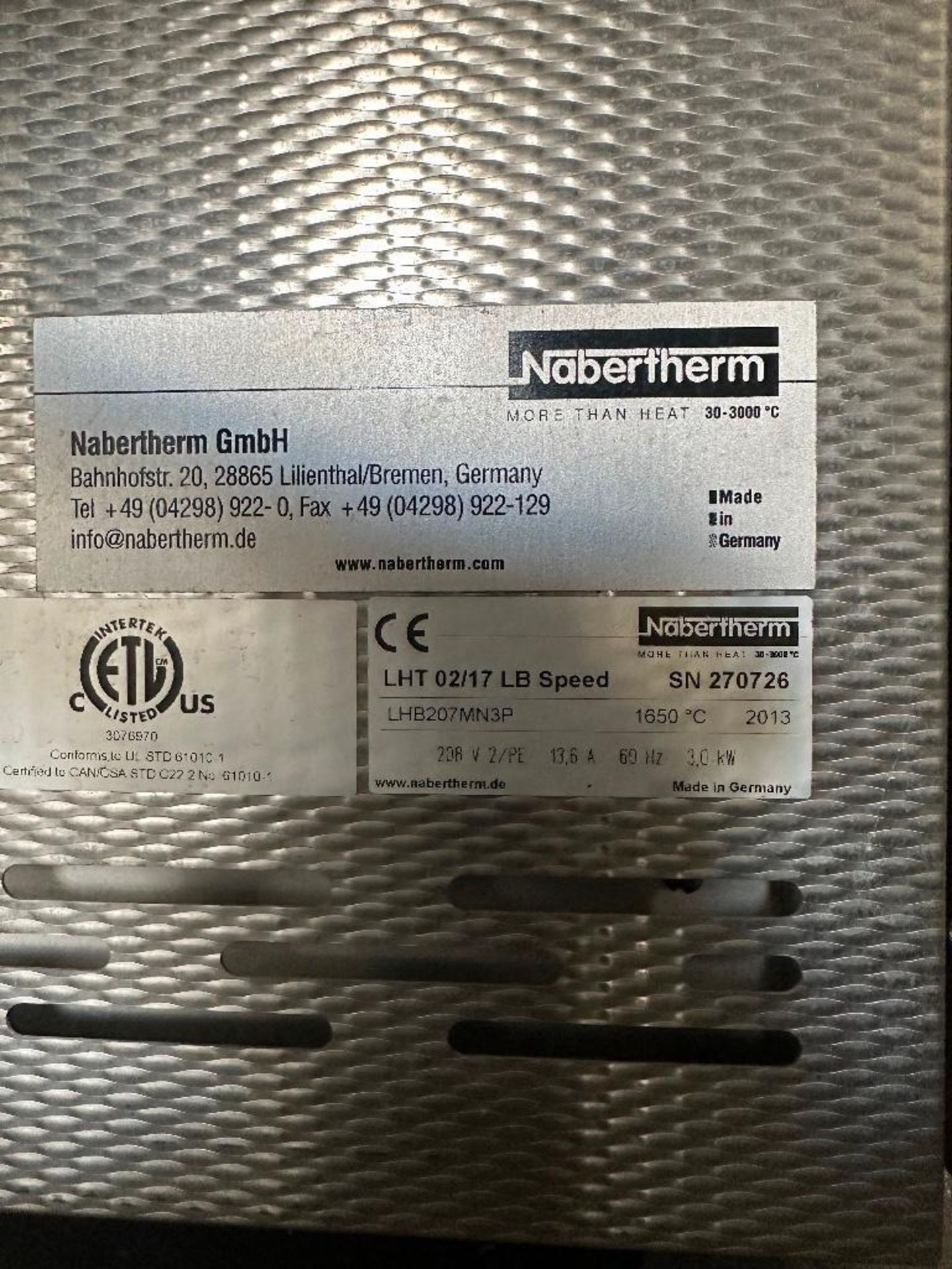 Nabertherm LHT 02/17 LB Speed Sintering Furnace, 30-3000C, s/n 270726, 2013 - Image 6 of 6