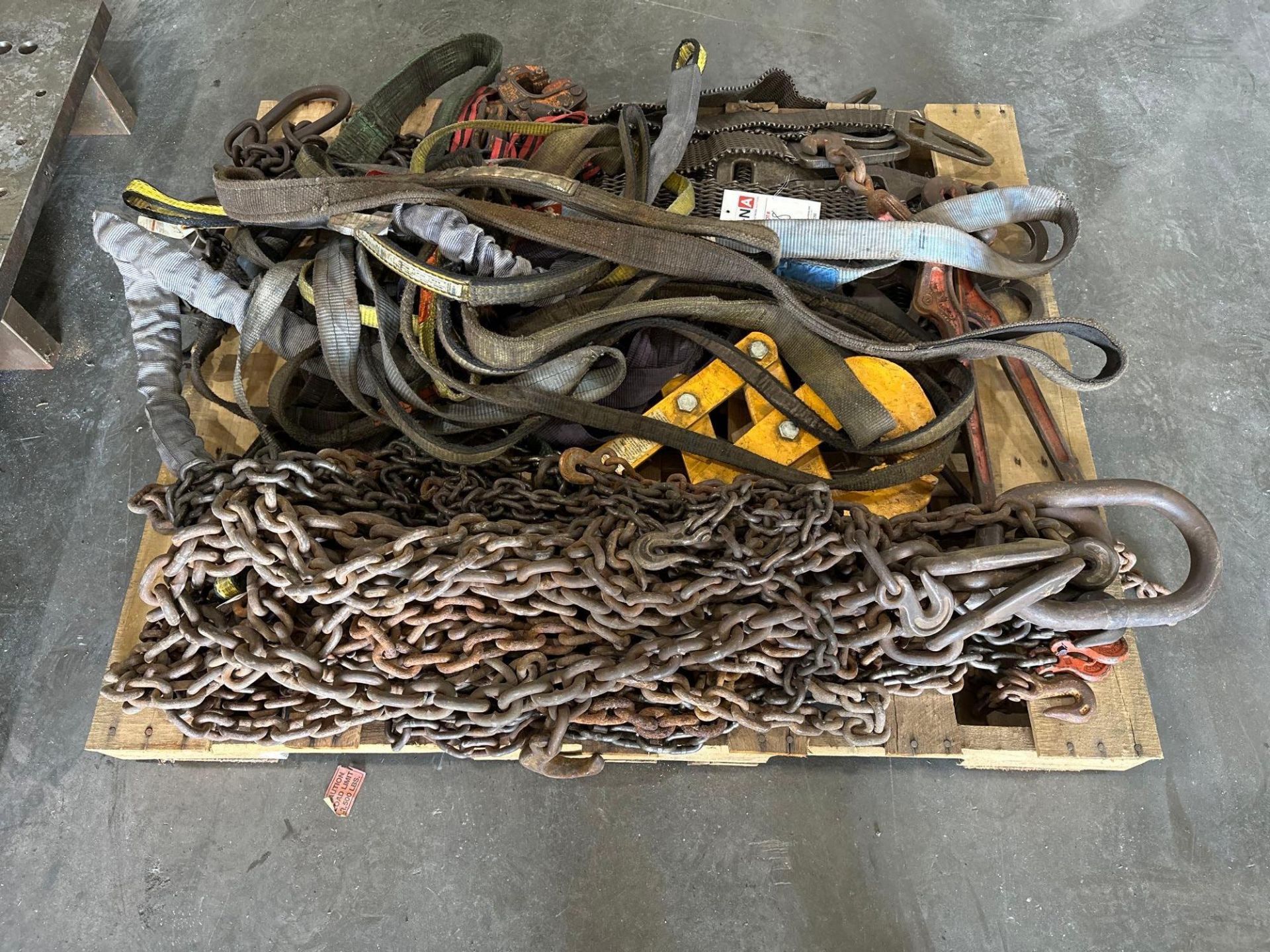 Assorted Chains, Hooks, Chain & Nylon Straps, Pallet Pullers - Image 2 of 4