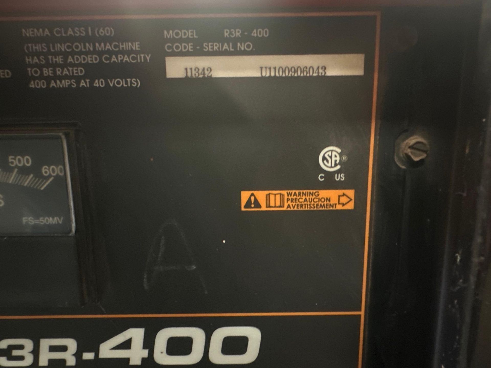 Lincoln Electric Idealarc R3R-400 Welder, s/n U1100906043 *Located in Redlands, CA* - Image 6 of 8
