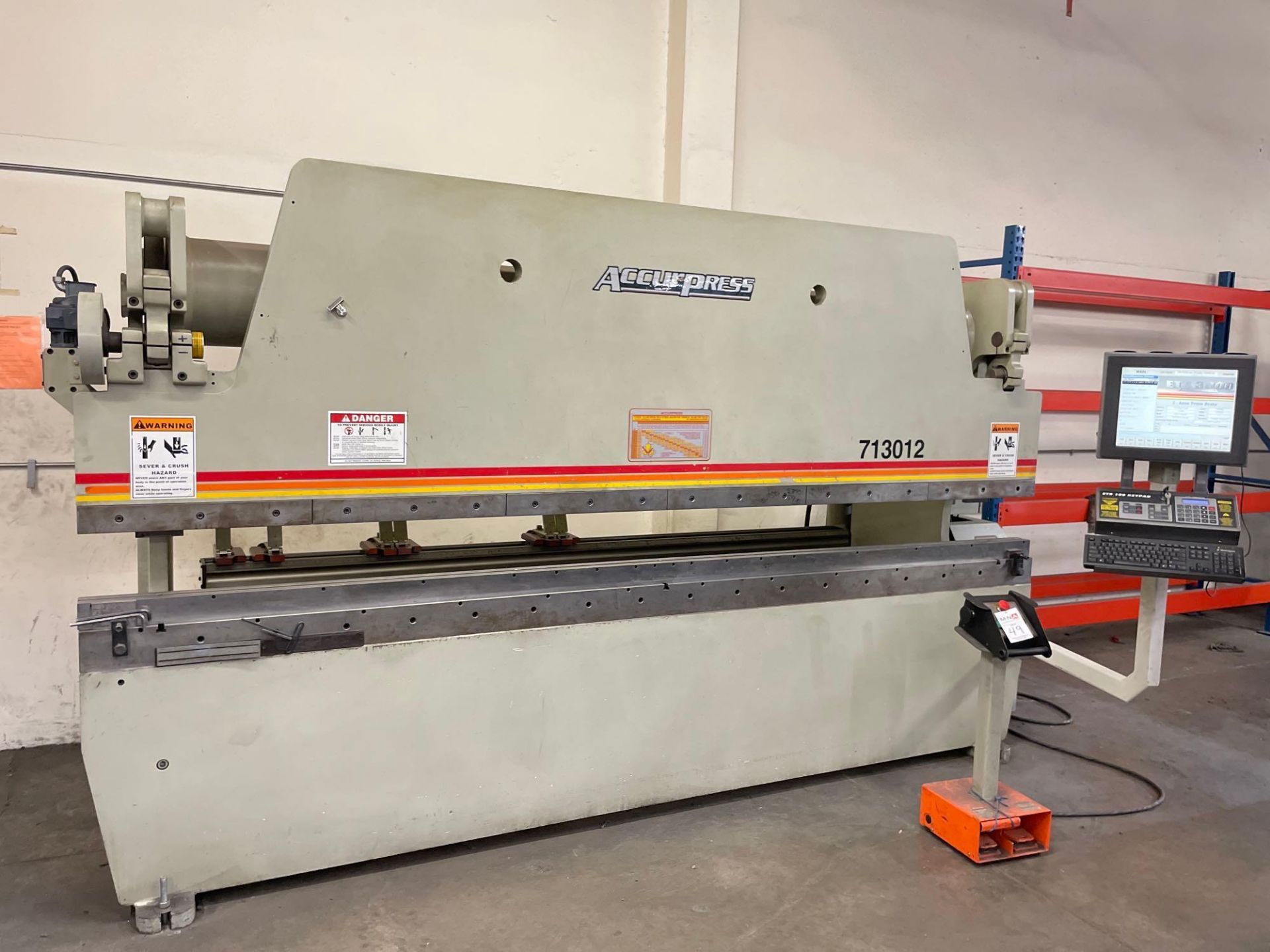 Accurpress 713012 Hydraulic CNC Press Brake, 130 Ton, 12’ Hydraulic, New ETS Ctrl. Installed 2015 - Image 2 of 10