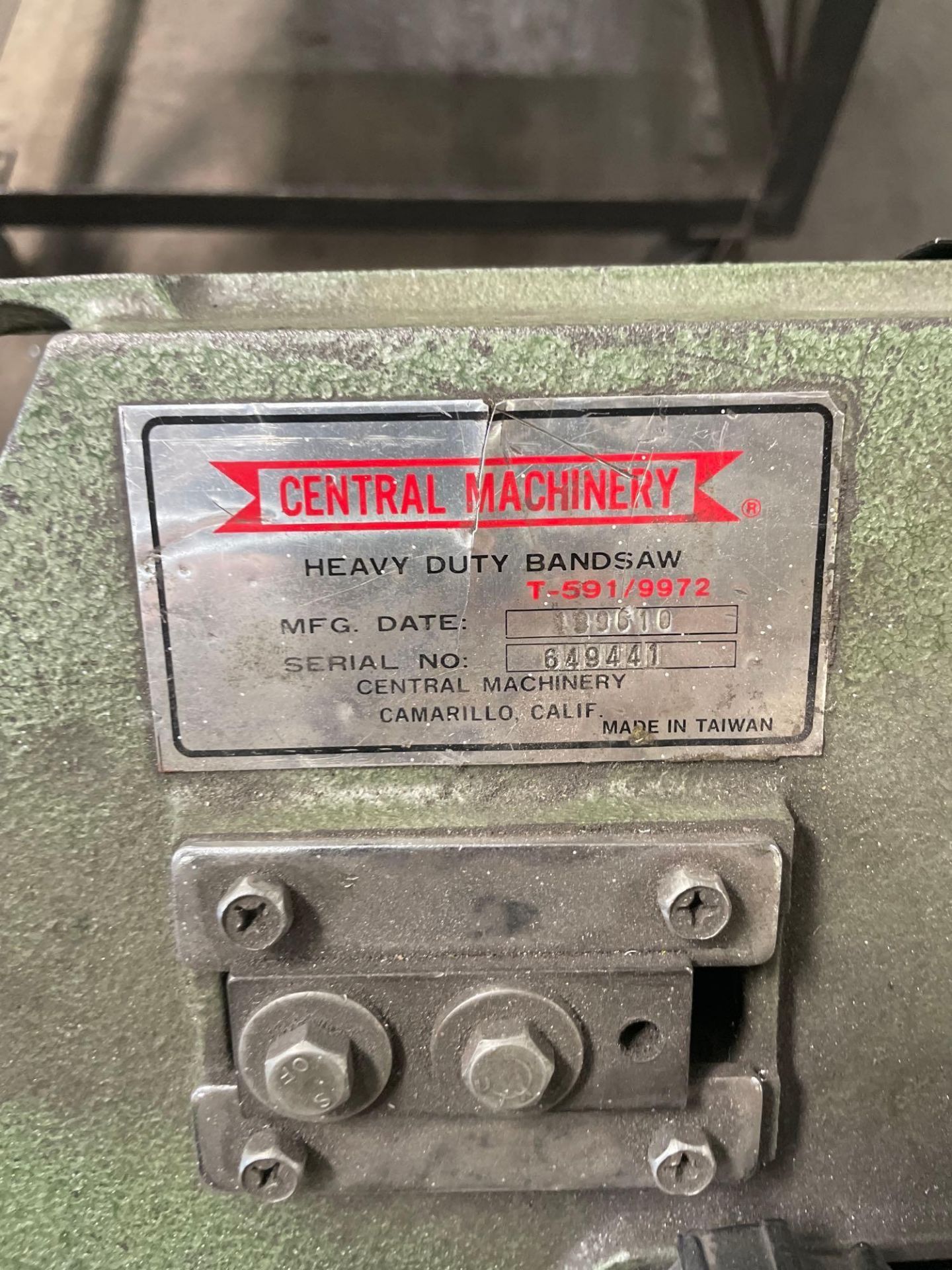 Central Machinery T-591/9972 Horizontal Band Saw, s/n 649441, New 1996 - Image 4 of 4