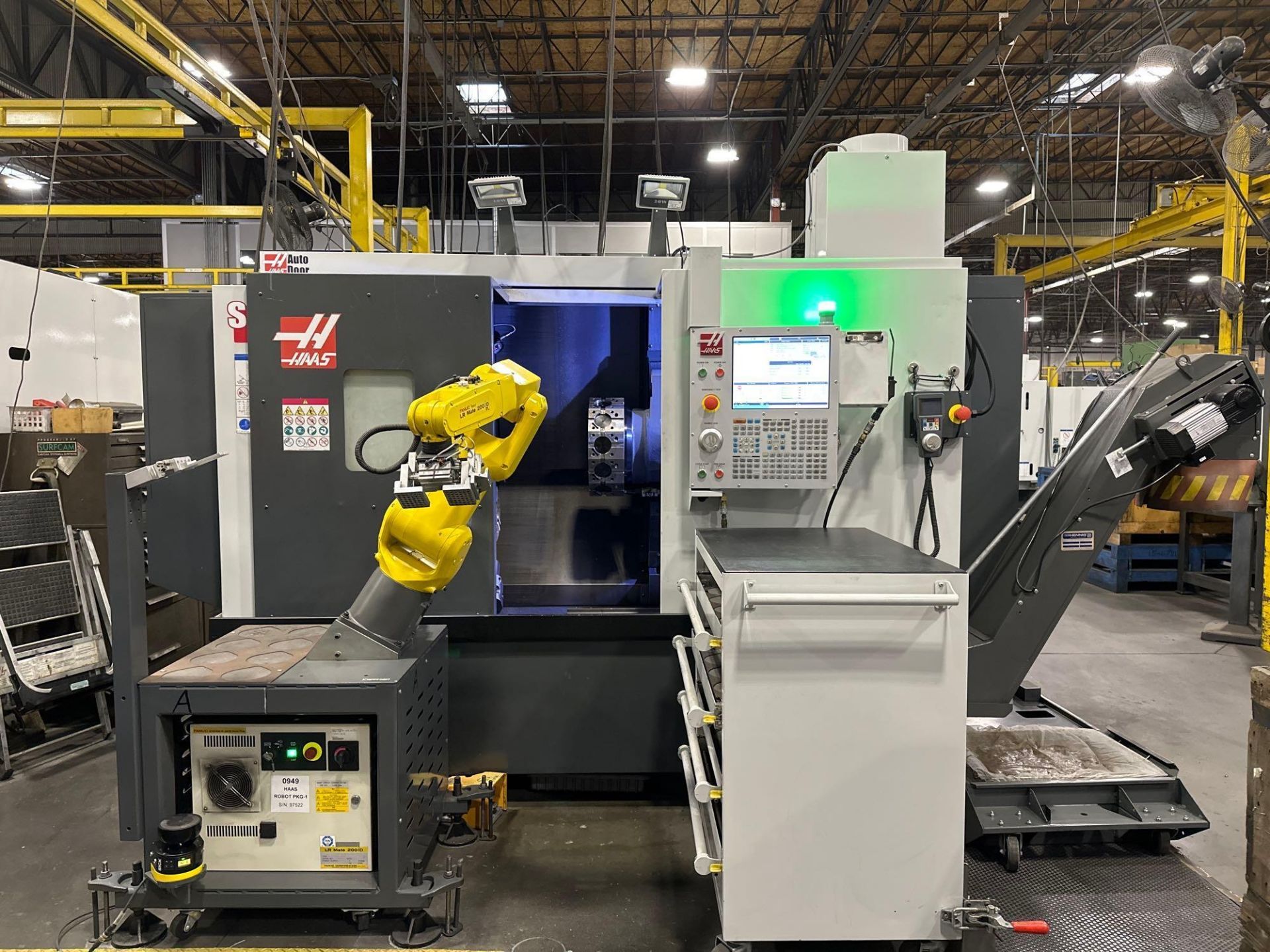 Haas ST-20Y CNC Lathe, Fanuc LR Mate 200iD7L Robot Dual Gripper, 2020