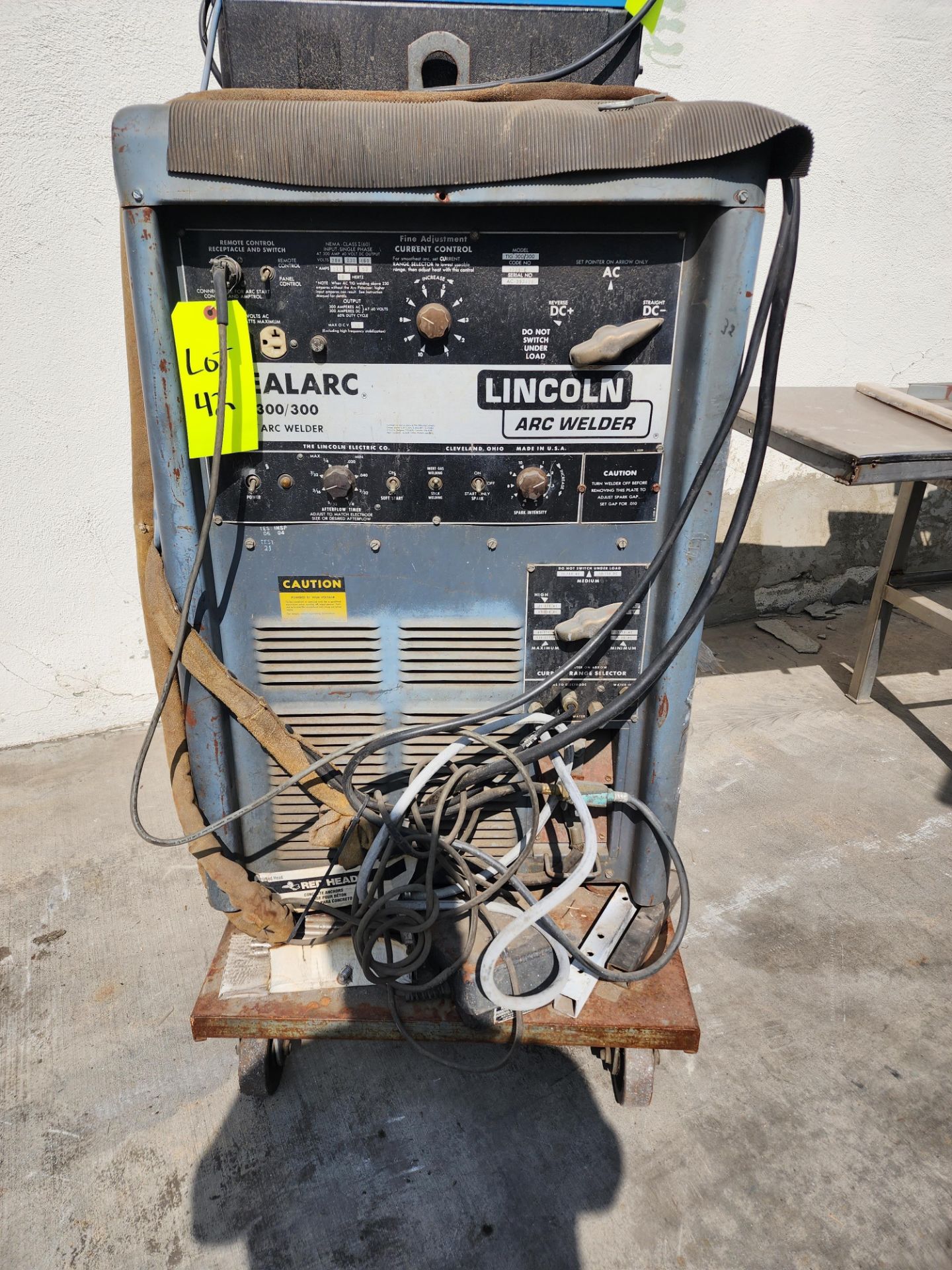 Lincoln Arc Welder, Model TIG 300/300 SN AC-393428, 208-230V/460V/3PH/60HZ.