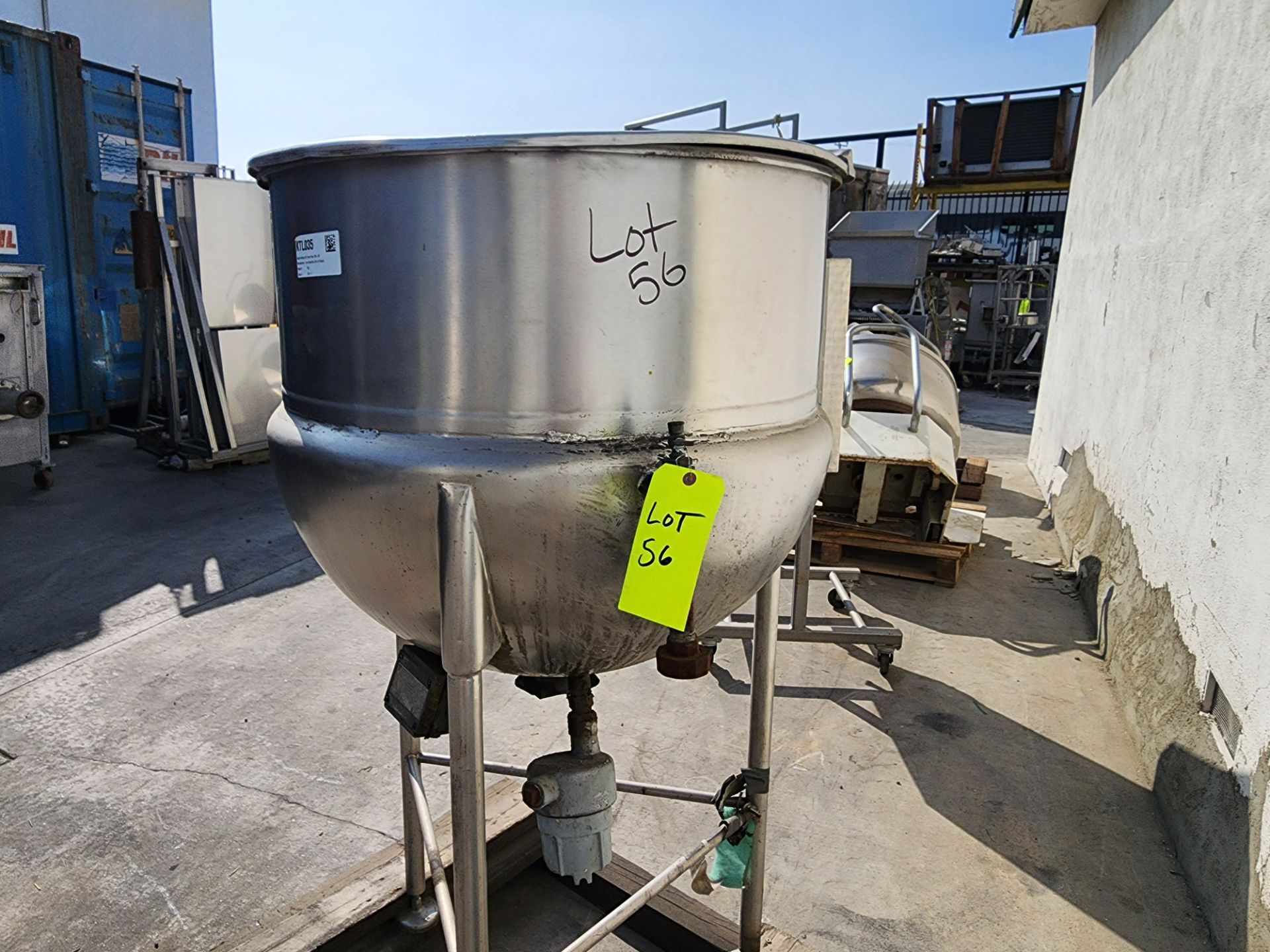 Lee Steam Fired Jacketed Kettle, Model 75D, SN 443 T, 75 Gallon Capacity.