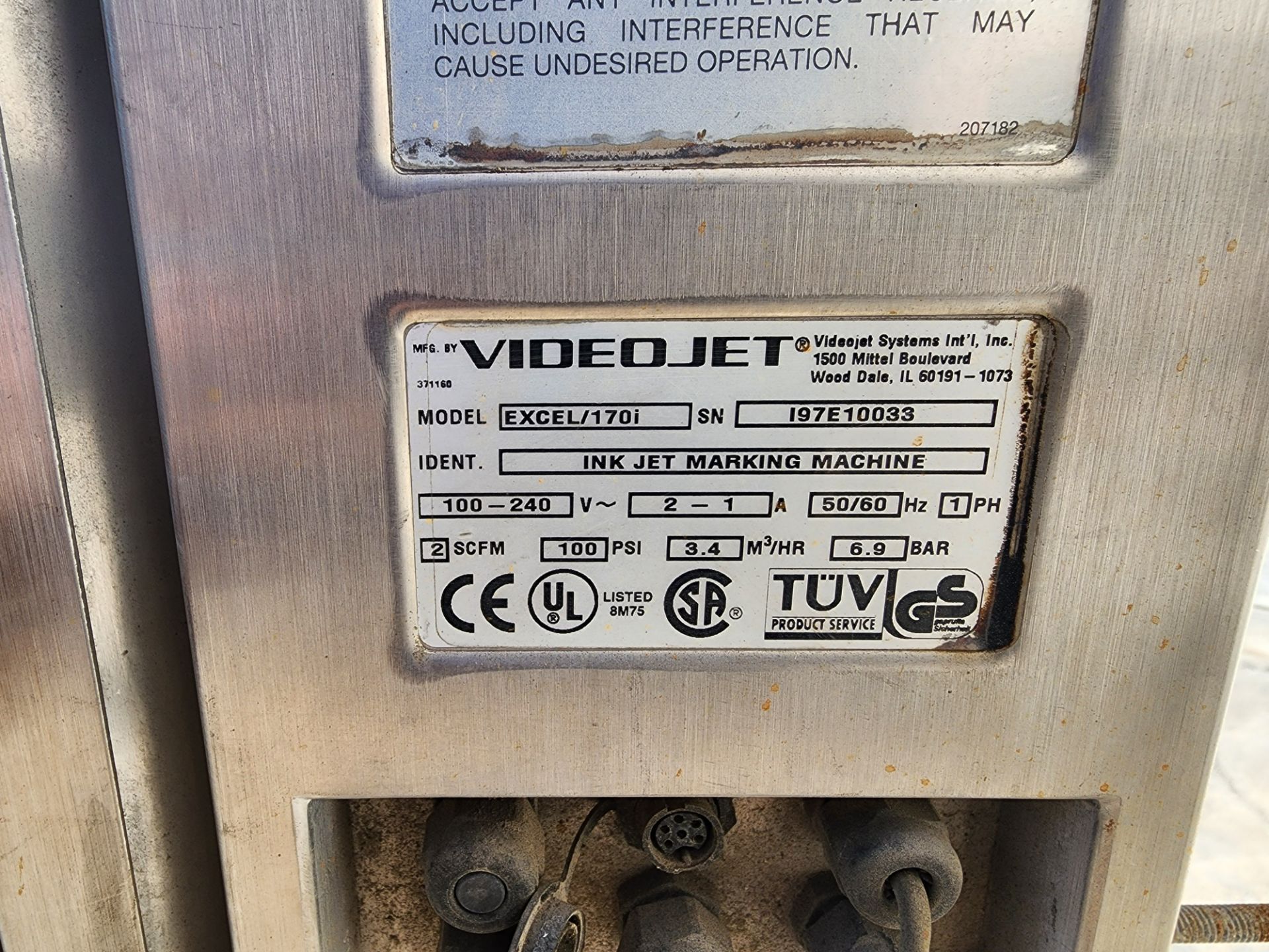 Video Jet, Model Excel/170i Ink jet code Dater, SN 197E10033 - Image 4 of 5