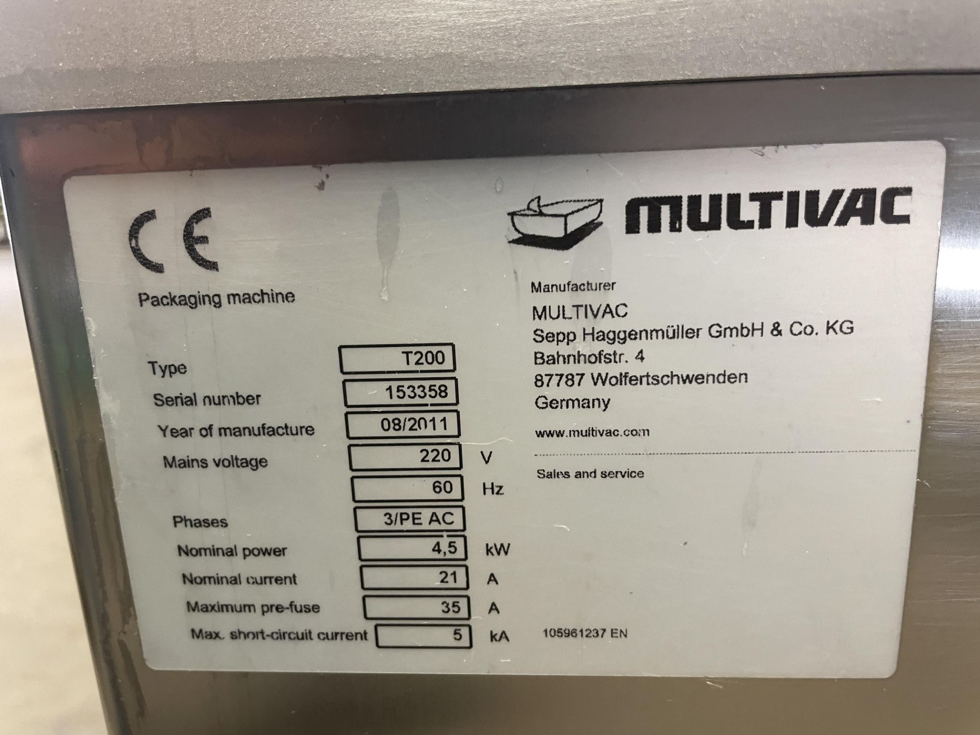 Multivac T-200 Tray Sealer - Image 4 of 5