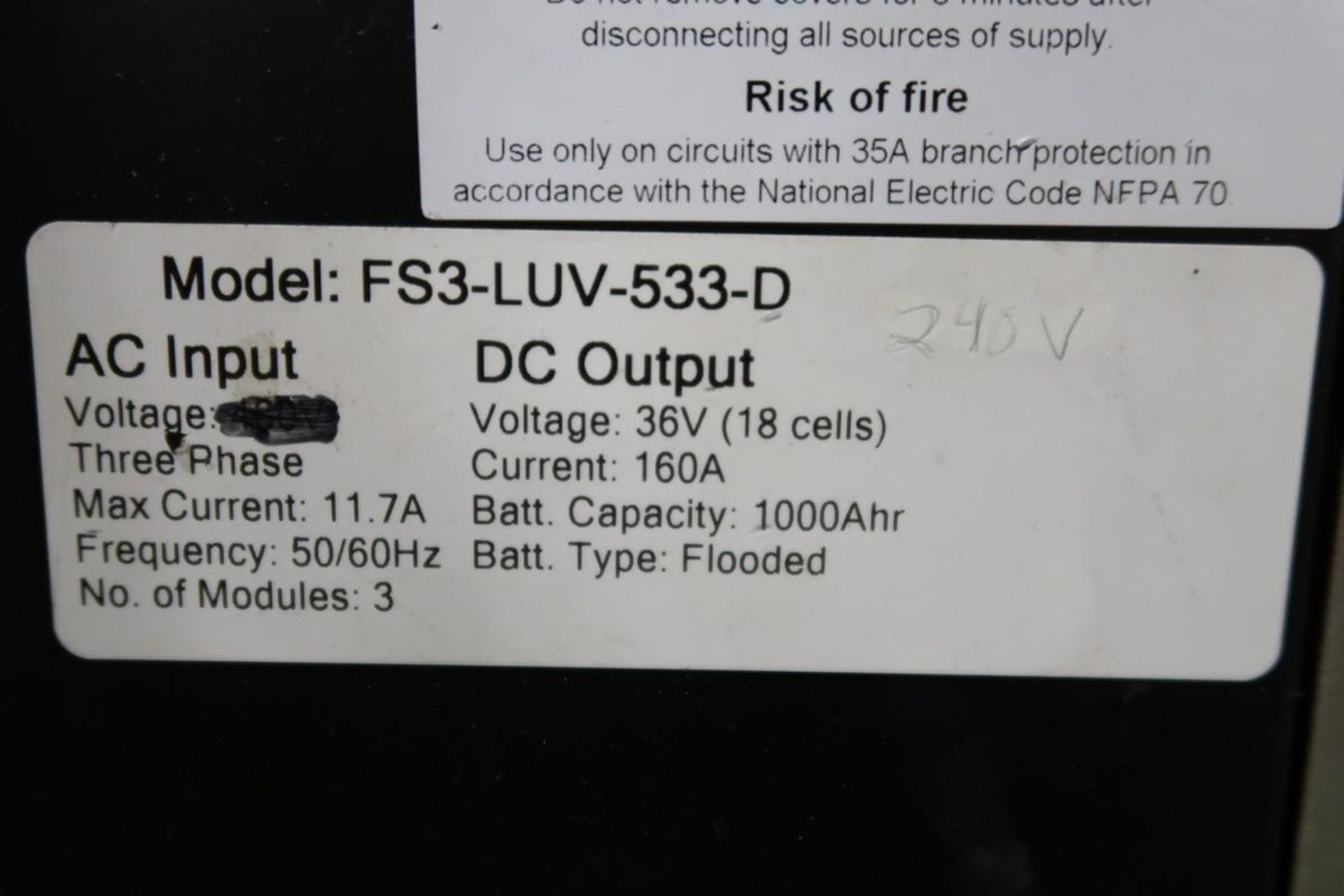 V-Force FS3-MP330-2 36V Battery Charger - Image 3 of 3