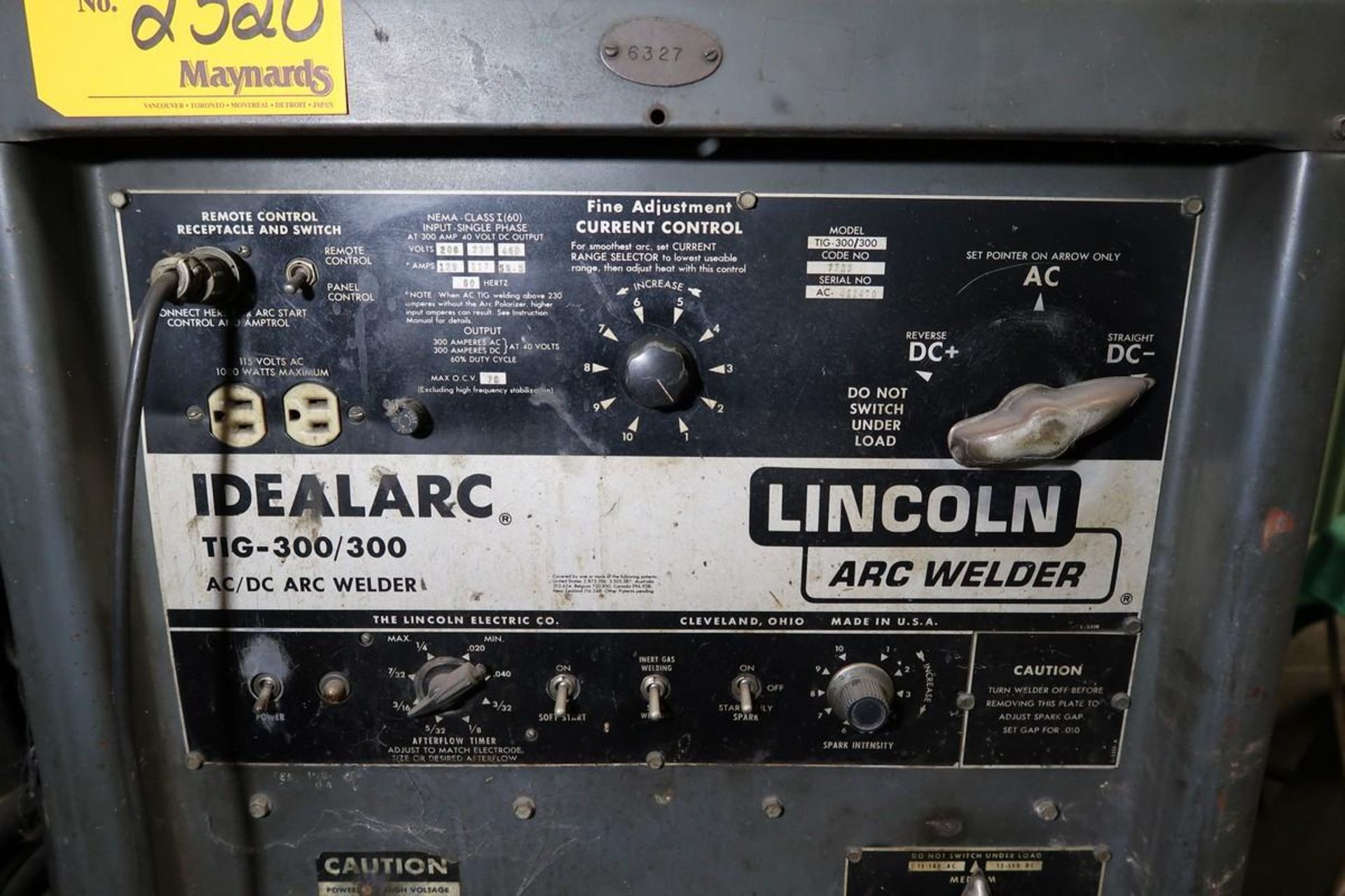 Lincoln Electric Idealarc TIG-300/300 300A AC/DC Arc Welding Power Source - Image 4 of 7