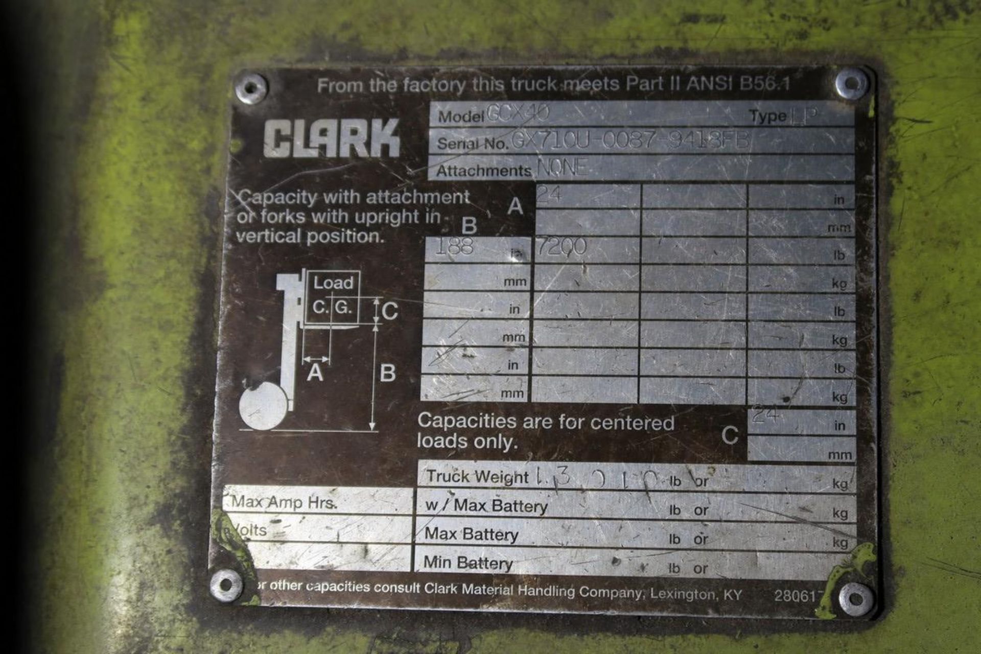 Clark GCX 40 7200 Lb. LP Fork Truck - Image 8 of 8