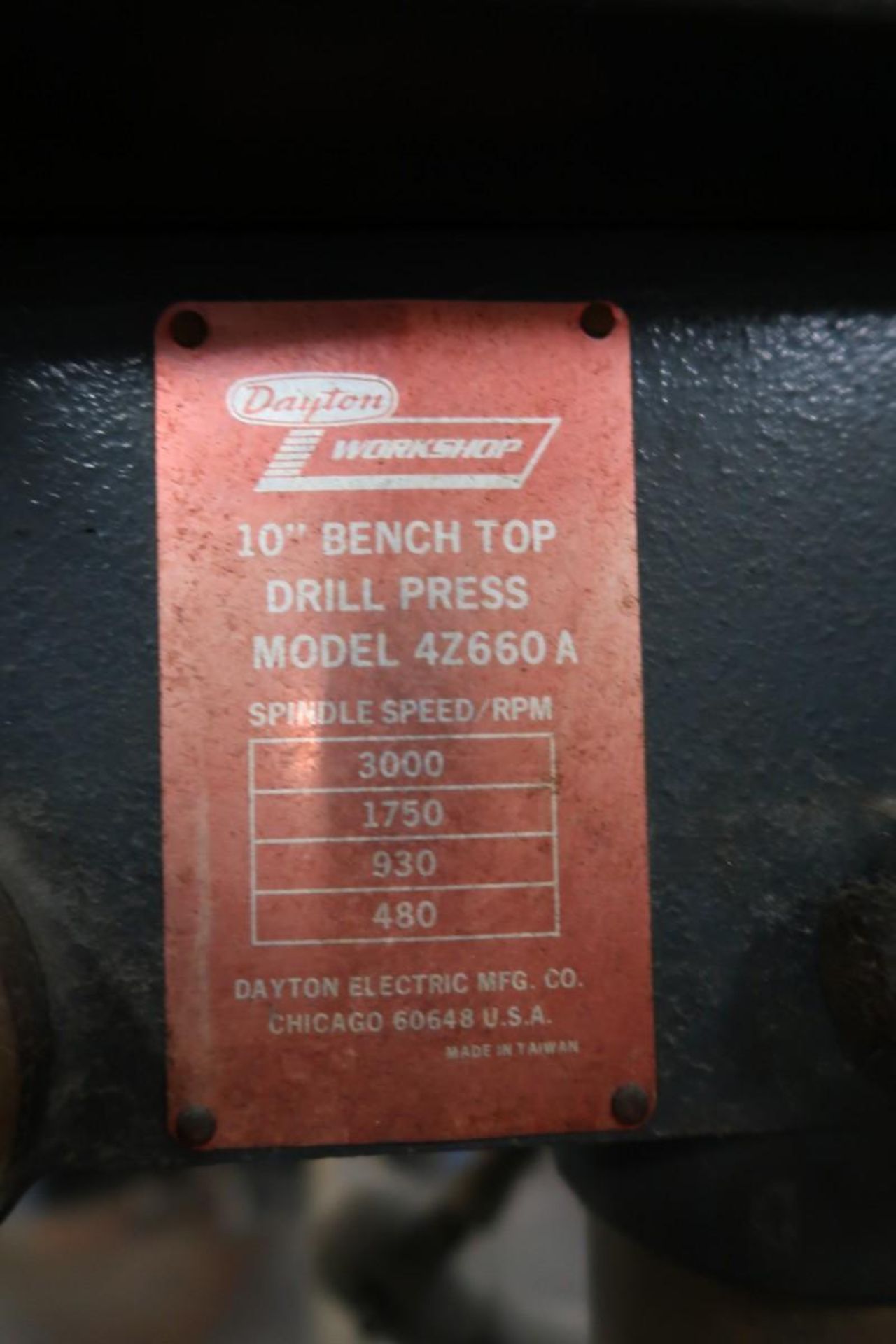 Dayton 4Z660A 10" Benchtop Drill Press - Image 3 of 3