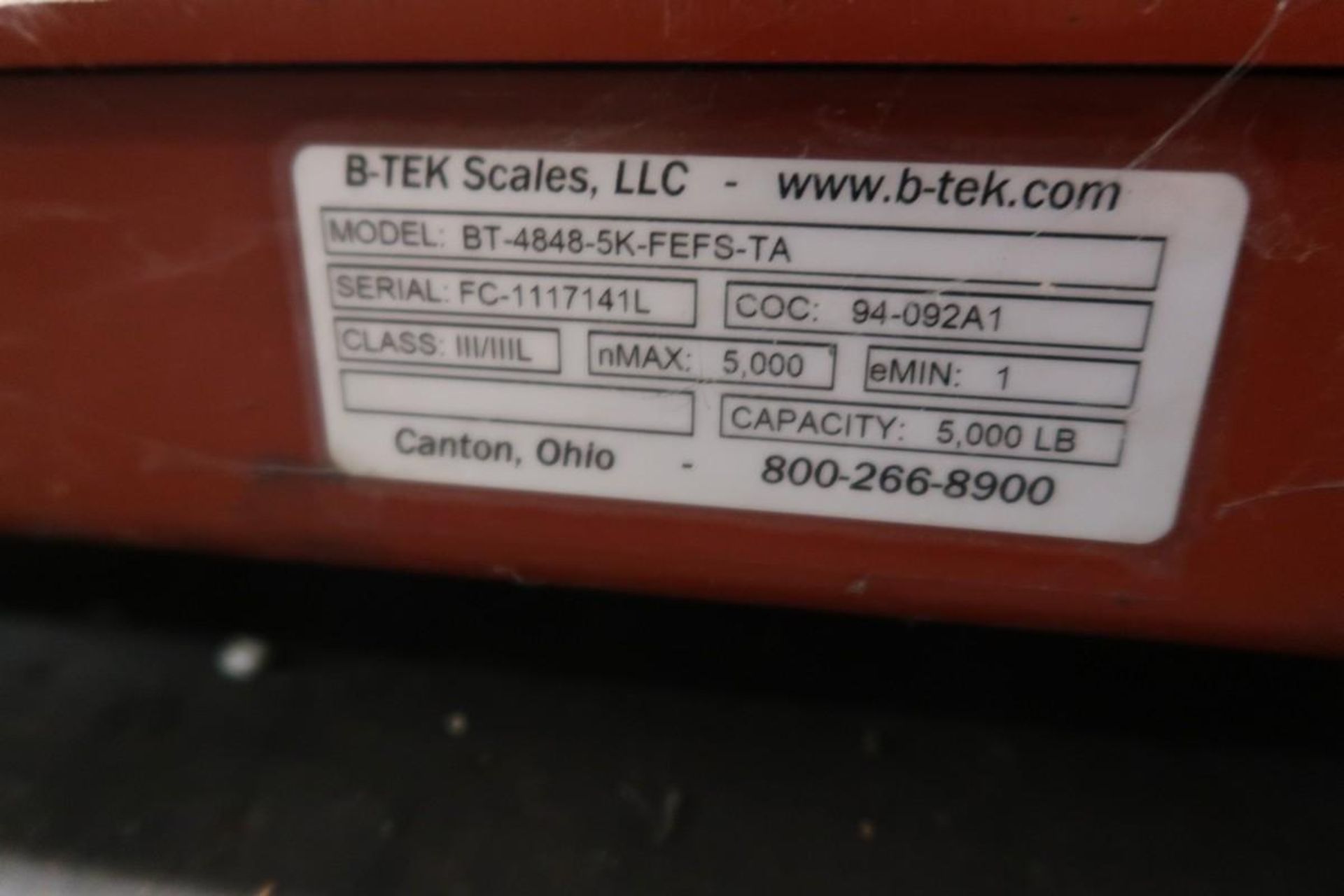 BTEK BT-4848-5K-FEFS-TA 4'x4' Platform Scale - Image 3 of 4