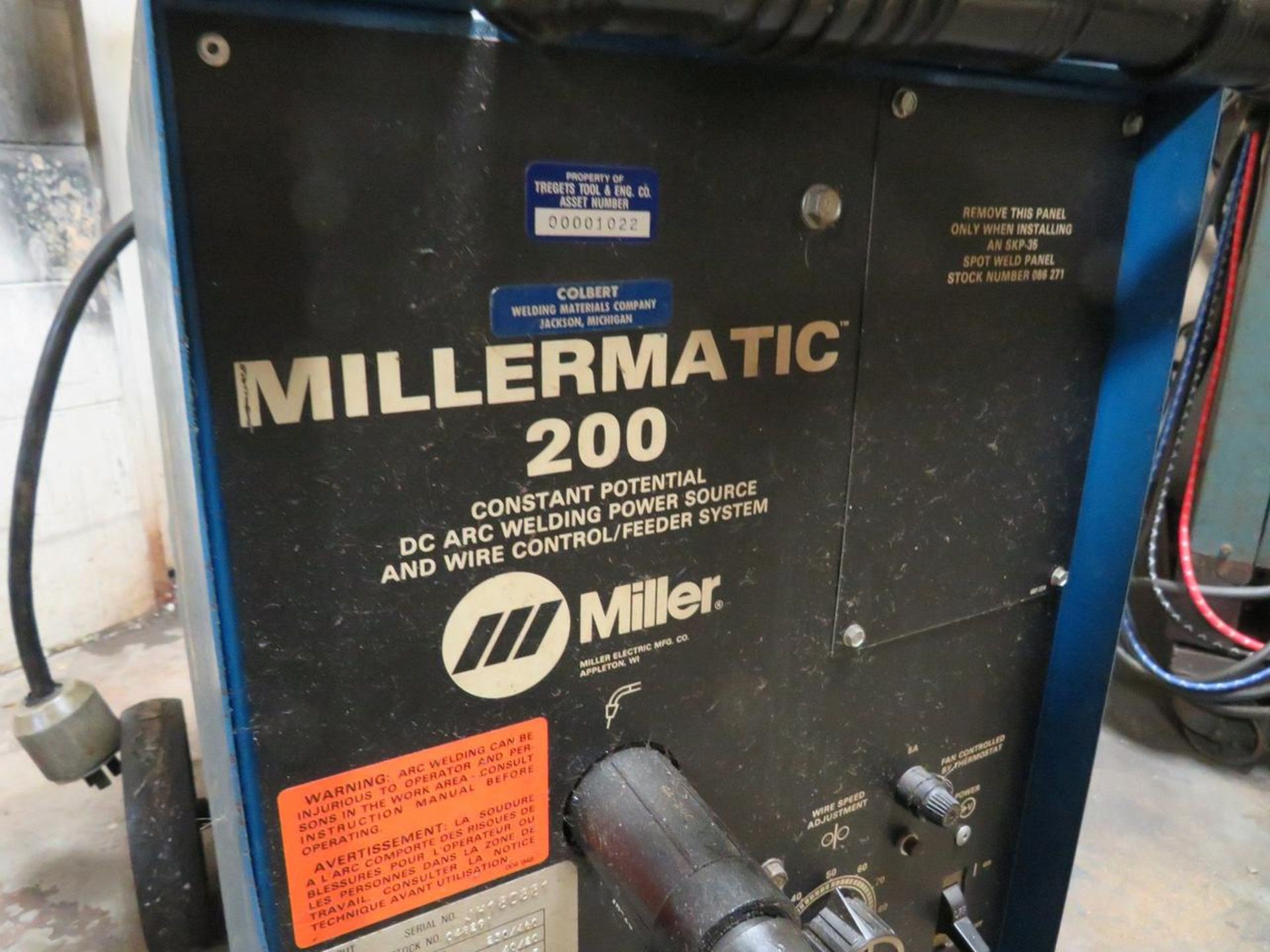 1987 MILLER MILLERMATIC 200 200 AMP CONSTANT POTENTIAL DC ARC WELDER - Image 6 of 8