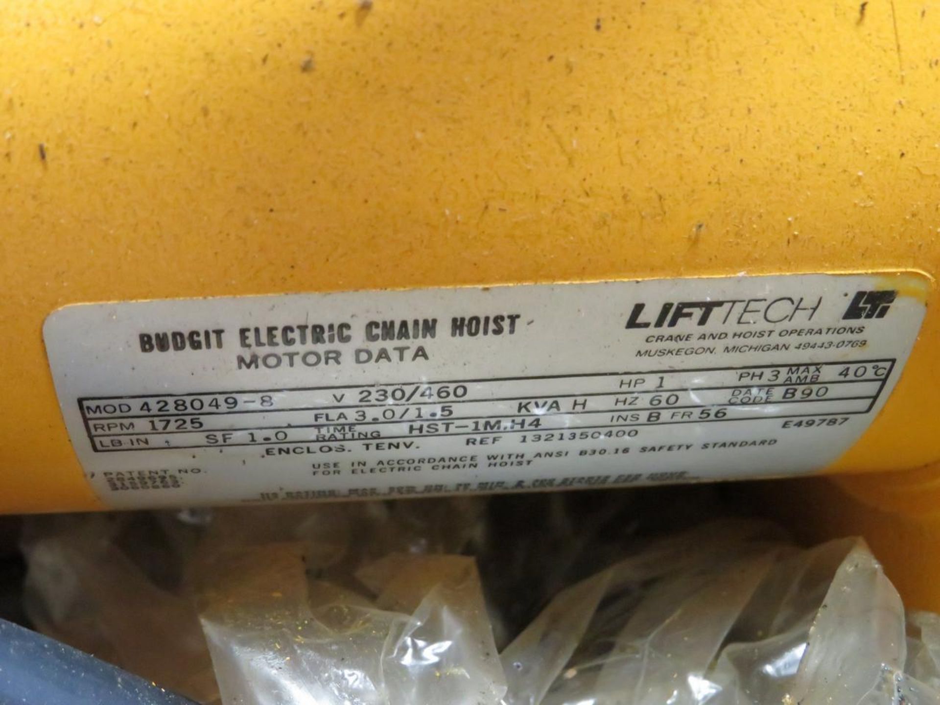 BUDGIT 1/4 TON ELECTRIC HOIST - Image 6 of 6