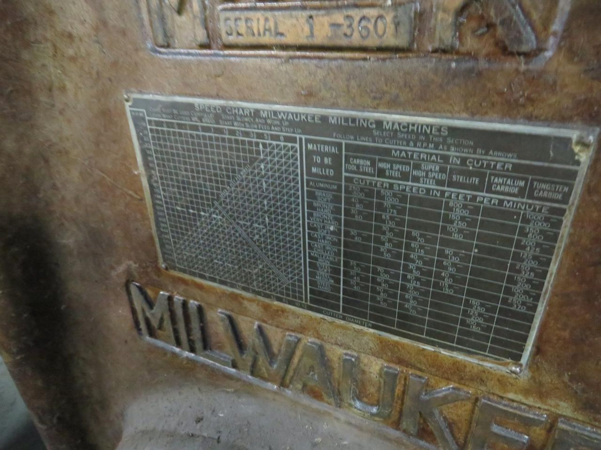 MILWAUKEE #3 VERTICAL VERTICAL PRODUCTION TYPE MILLING MACHINE, - Image 4 of 12