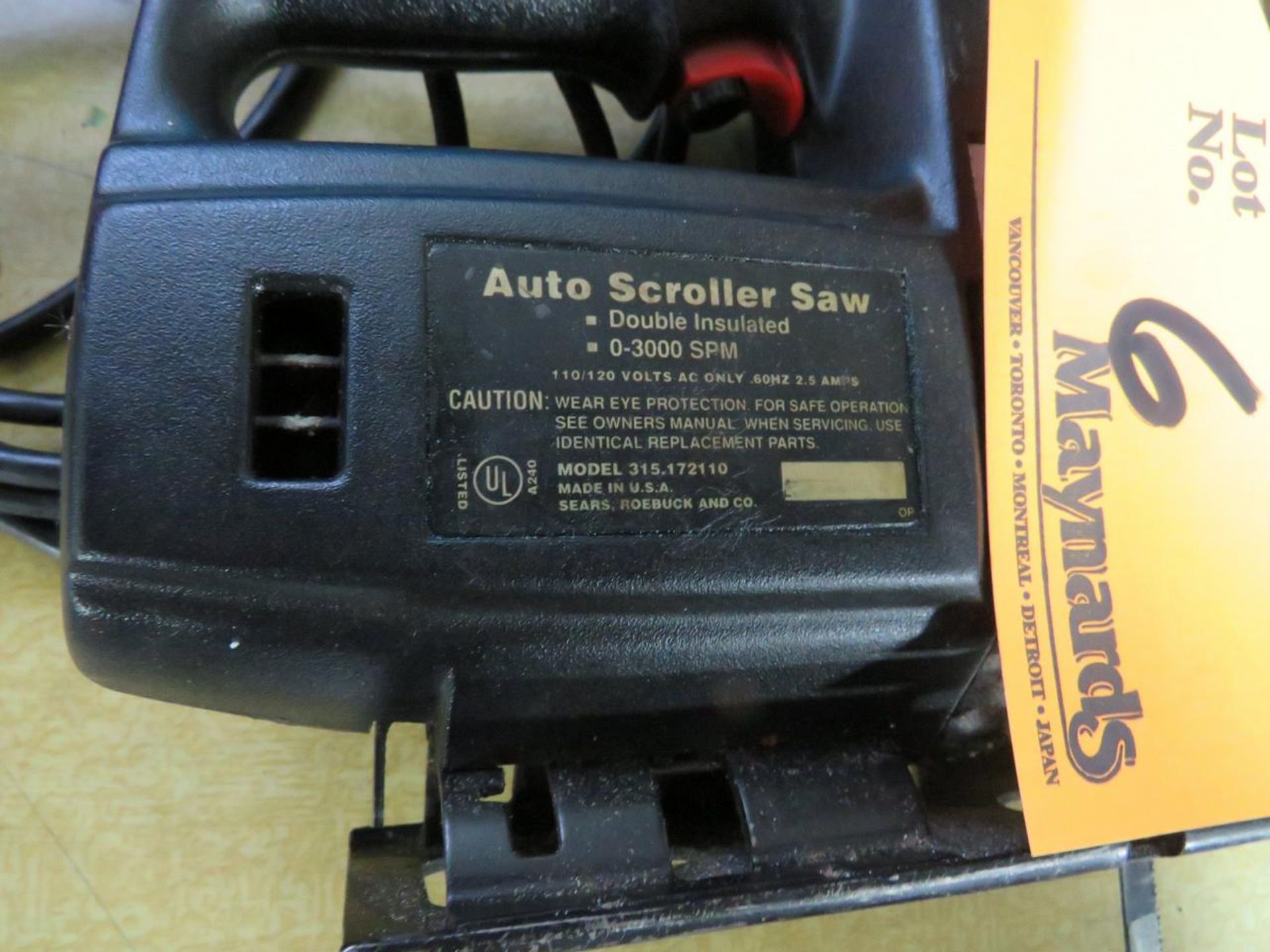 SEARS 315.17211 1/3 HP AUTO ELECTRIC SCROLLER SAW - Image 2 of 3