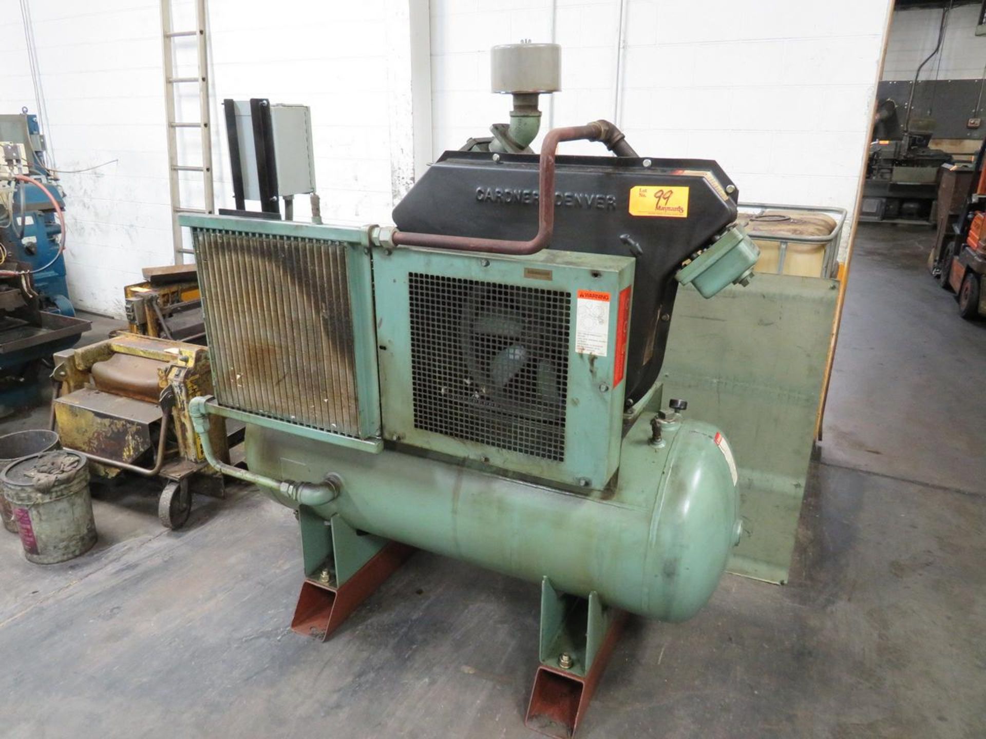 GARDNER DENVER APLRKA 20-HP TWIN HORIZONTAL TANK MOUNTED AIR COMPRESSOR