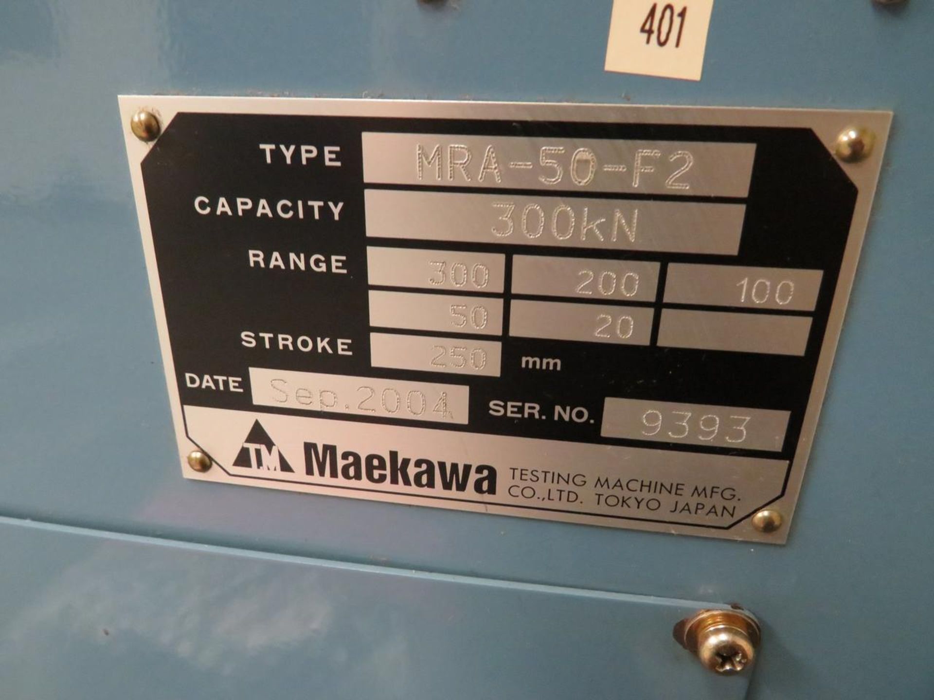 Maekawa MRA-50-F2 300 kN Tensile Testing Machine - Image 6 of 15