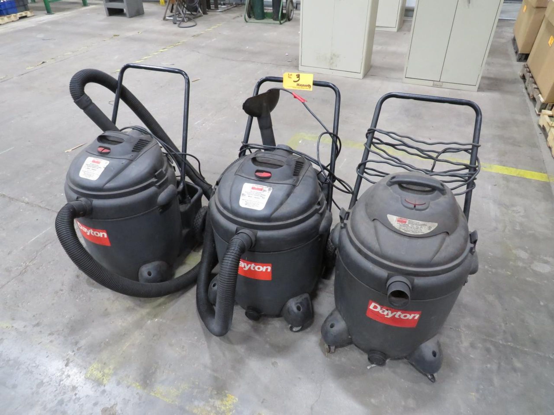 Lot of (3) Dayton Shop Vacs