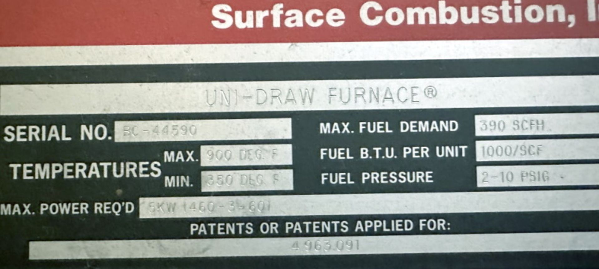 Surface Combustion Gas-Fired Uni-Draw Temper Furnace - Image 9 of 9