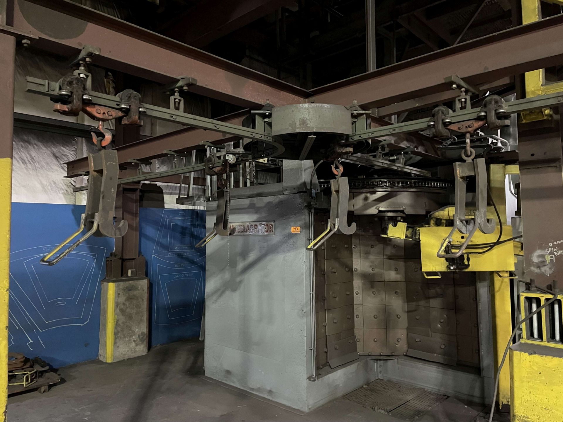Wheelabrator Spinner Hanger Shot Blast Machine w/ Monorail System - Image 4 of 10