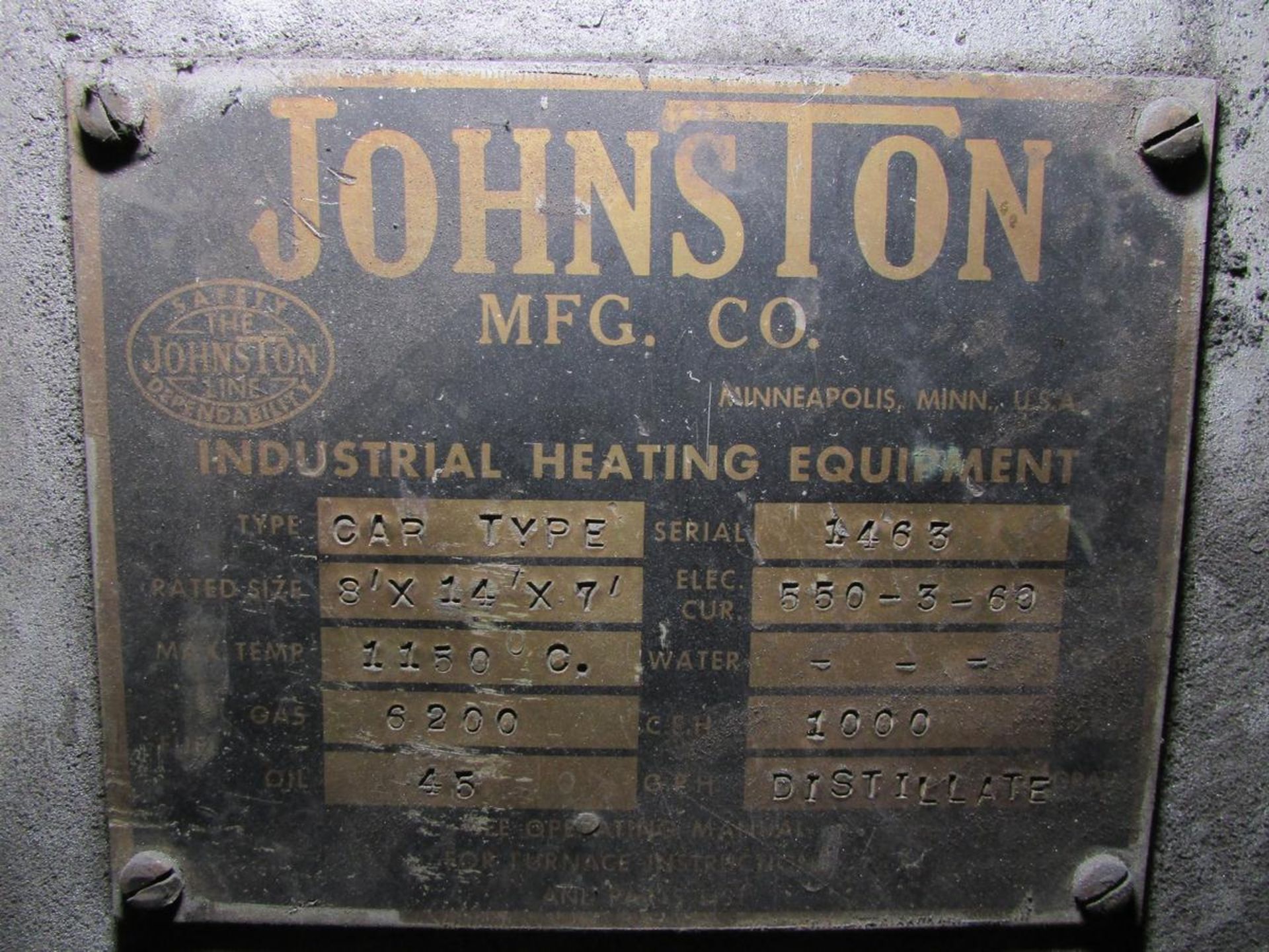 Johnston 8'x14'x7' Car Bottom NG Heat Treat Oven - Image 18 of 18