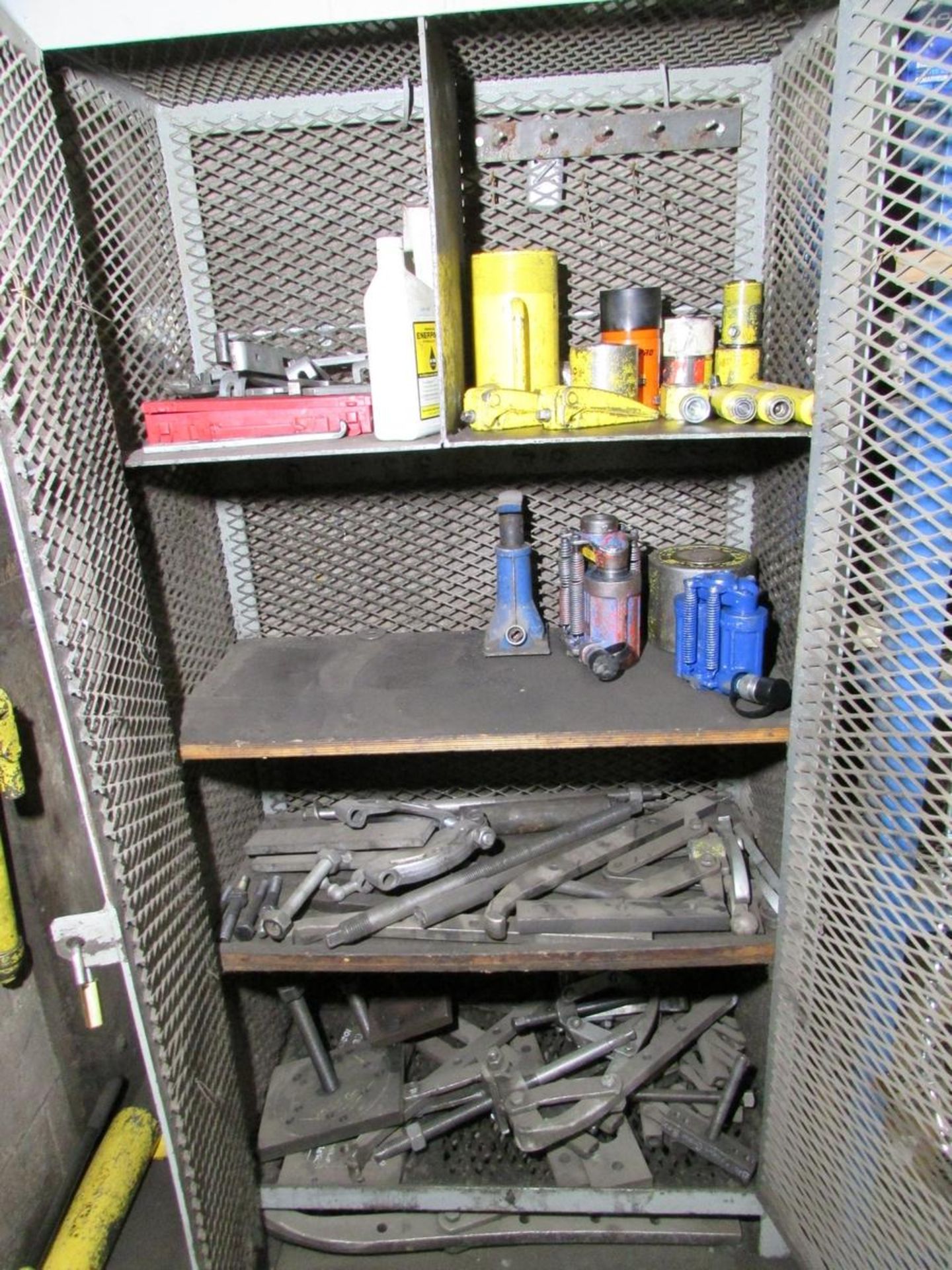 Storage Cage w/ (4) Enerpac Hyd. Pumps & Contents - Image 4 of 6