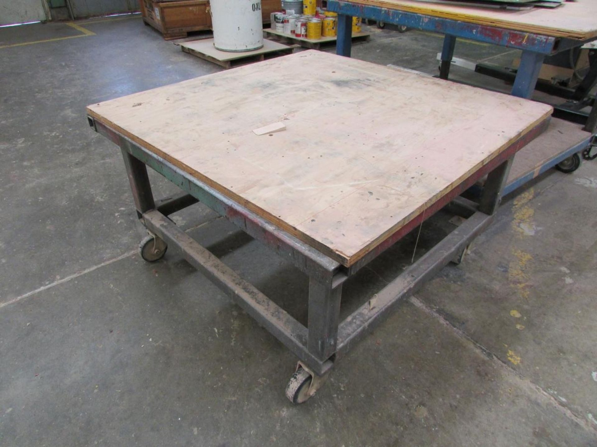 Lot of (2) 4' x 4' Steel Rolling Tables - Image 2 of 3