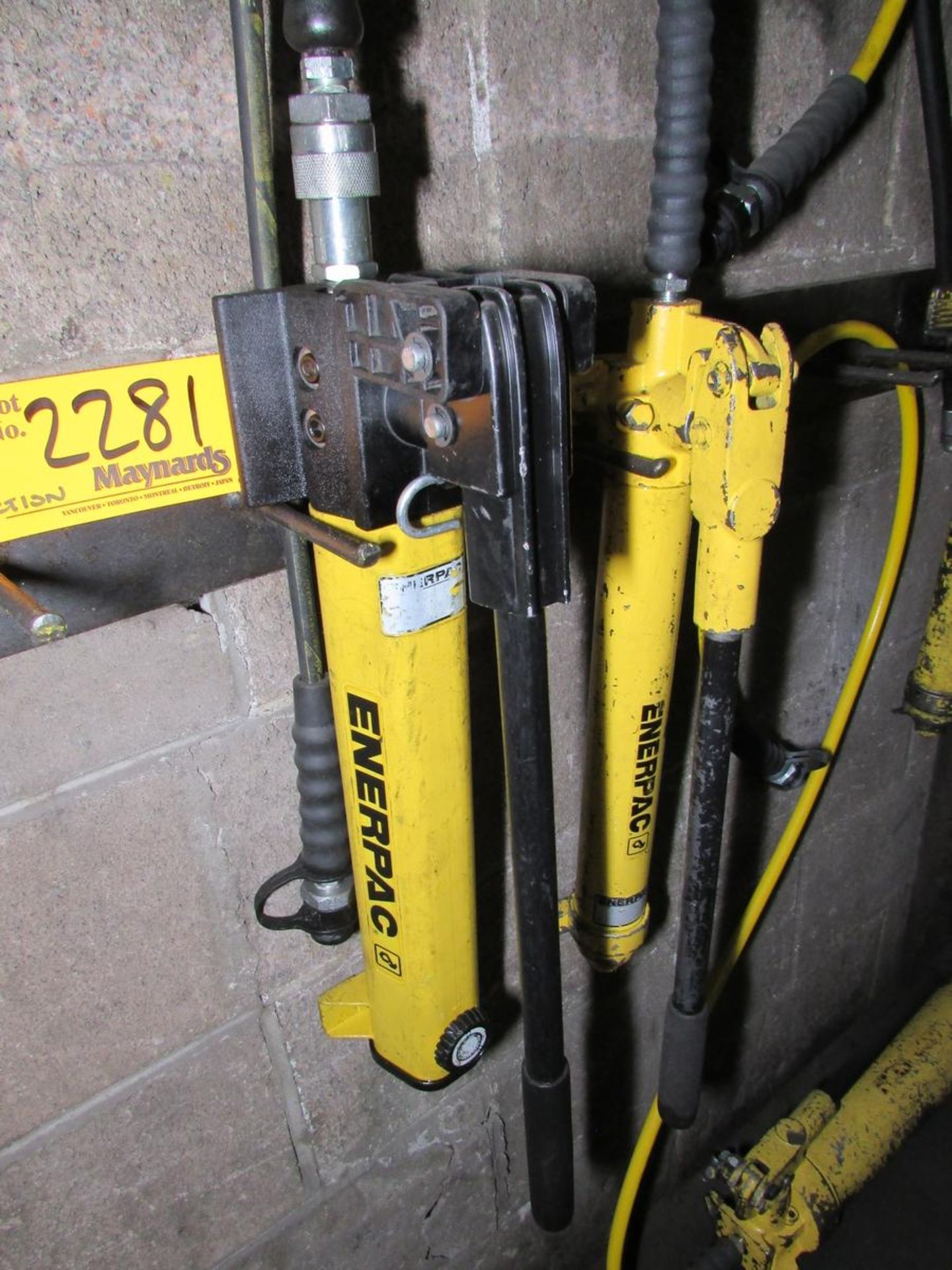 Storage Cage w/ (4) Enerpac Hyd. Pumps & Contents - Image 2 of 6