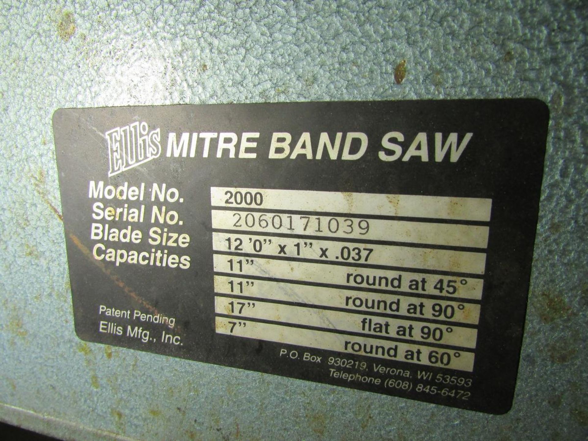 Ellis Model 2000 Mitre Band Saw - Image 7 of 8