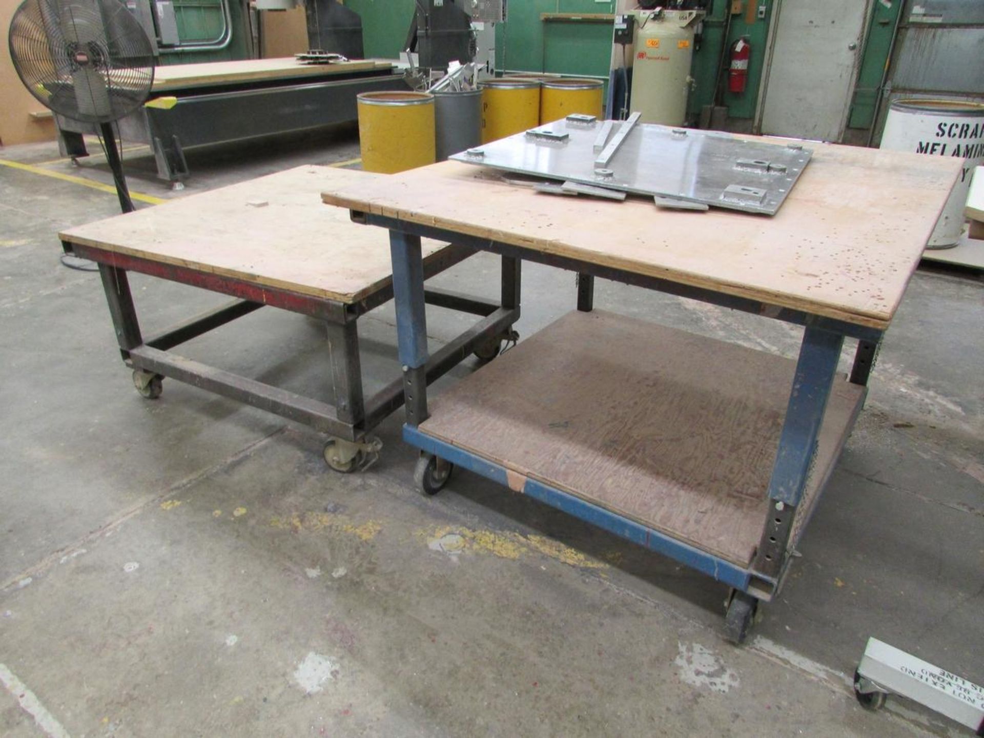 Lot of (2) 4' x 4' Steel Rolling Tables - Image 3 of 3