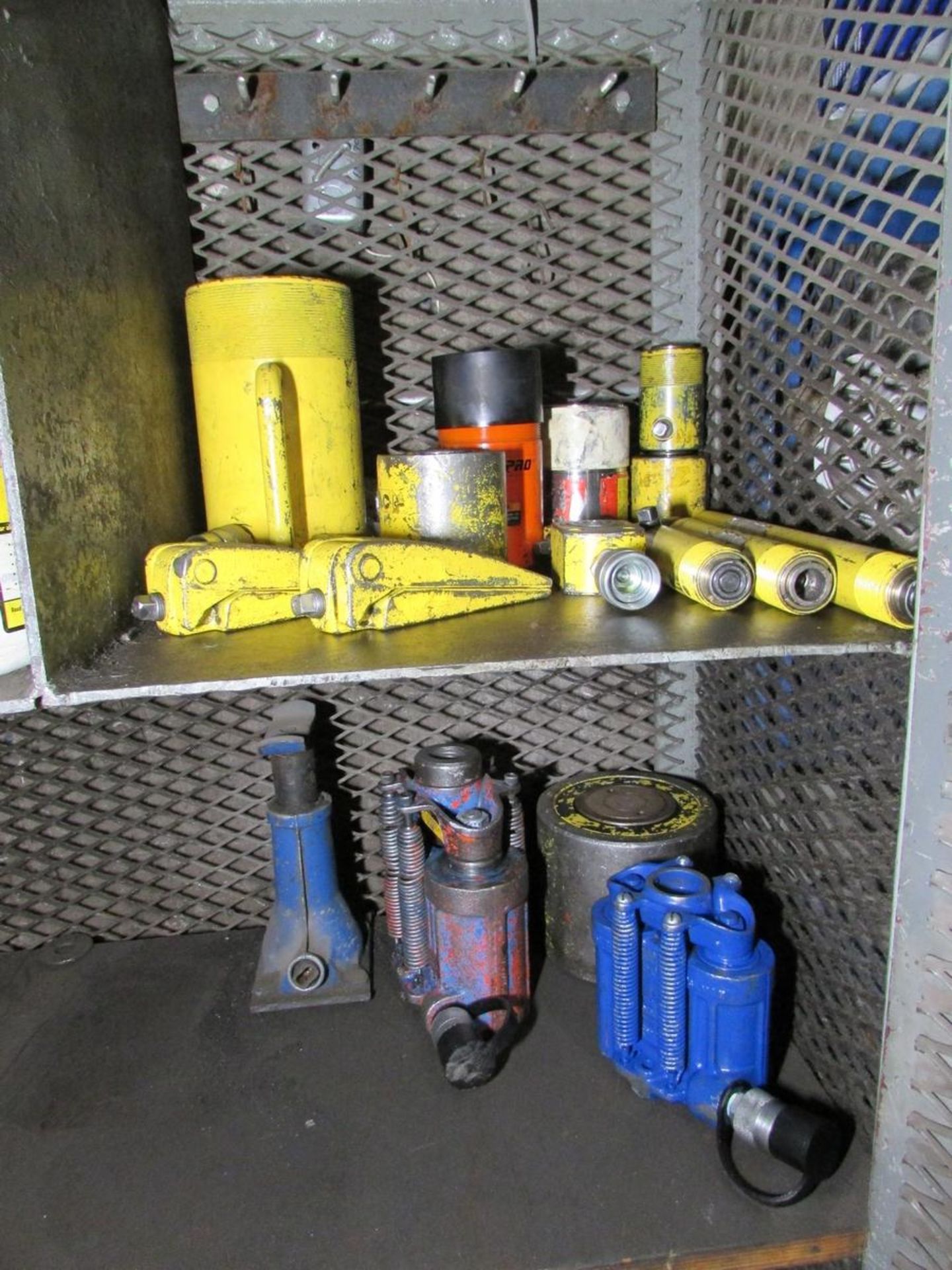 Storage Cage w/ (4) Enerpac Hyd. Pumps & Contents - Image 5 of 6