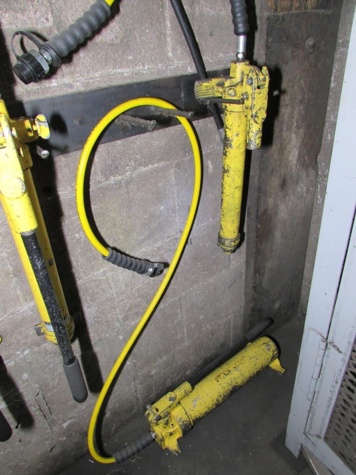Storage Cage w/ (4) Enerpac Hyd. Pumps & Contents - Image 3 of 6