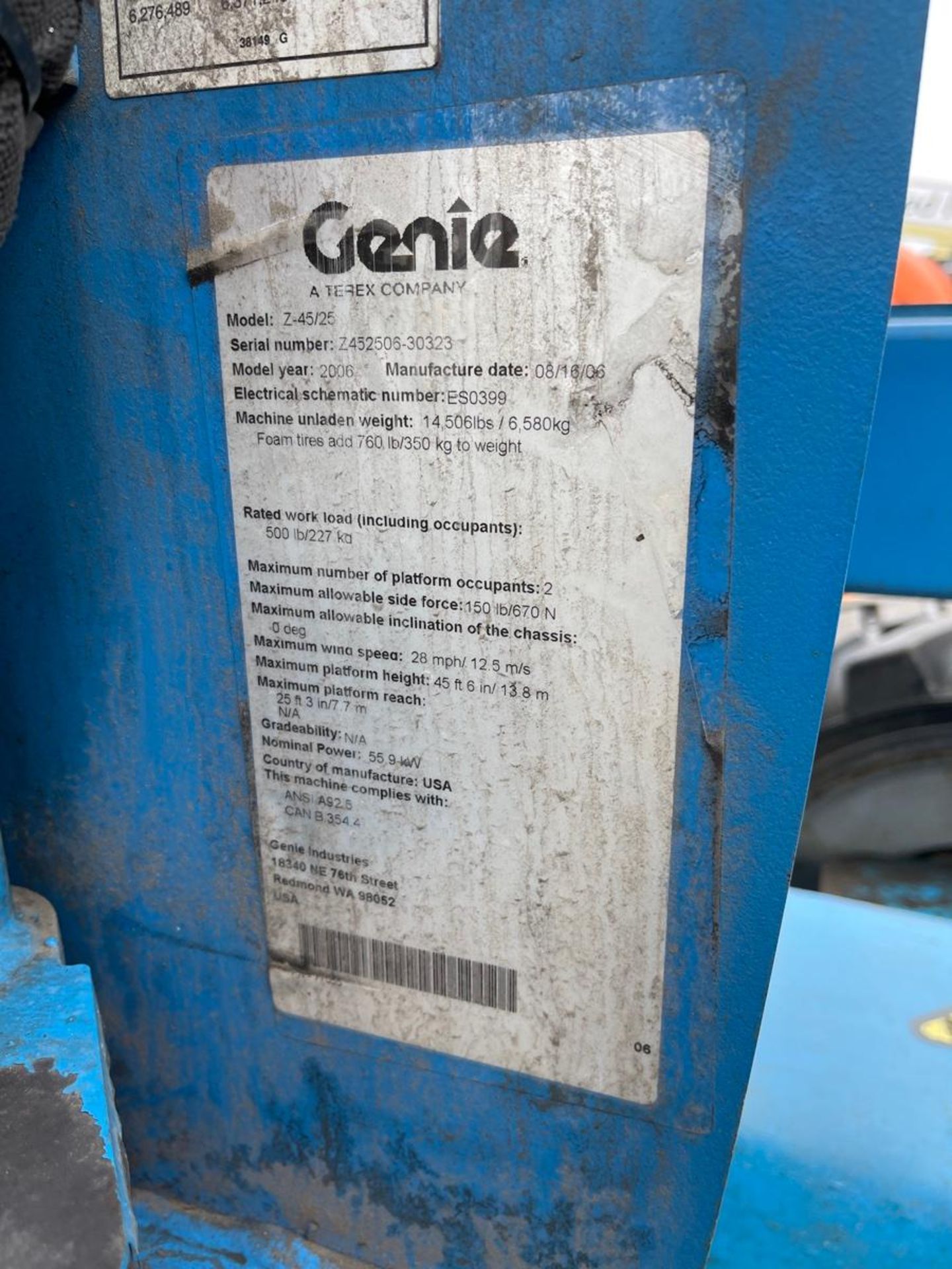 2006 Genie Z-45/25J Articulating Boom Lift [Late Delivery] - Image 8 of 8