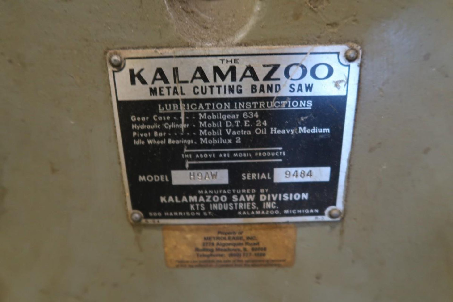 Kalamazoo H9AW 9" x 13" Horizontal Bandsaw - Image 5 of 6
