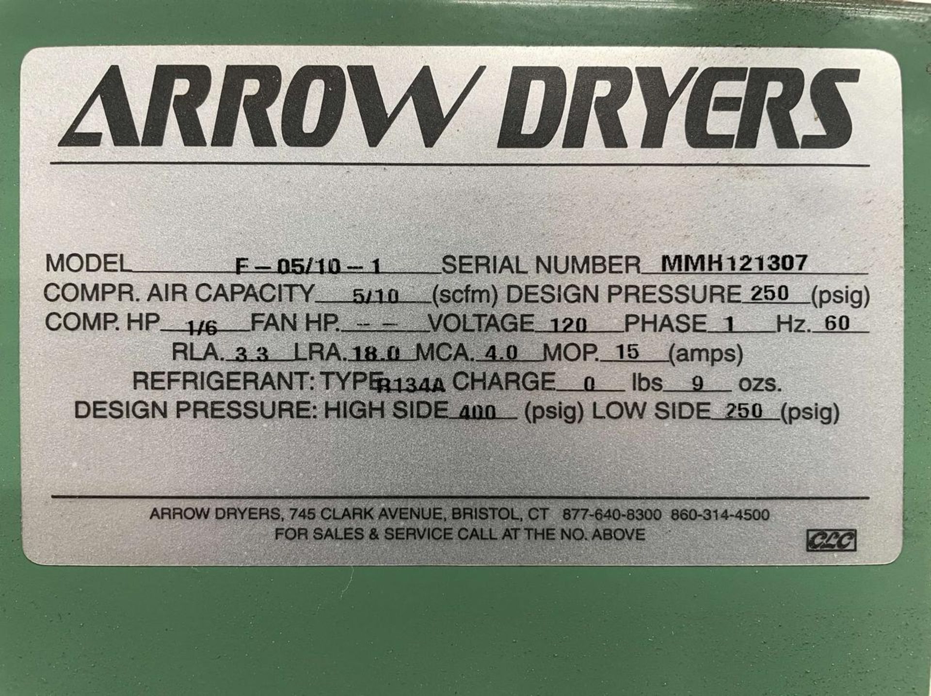 Arrow Model F-05/10-1 Refrigerated Air Dryer - Image 3 of 3