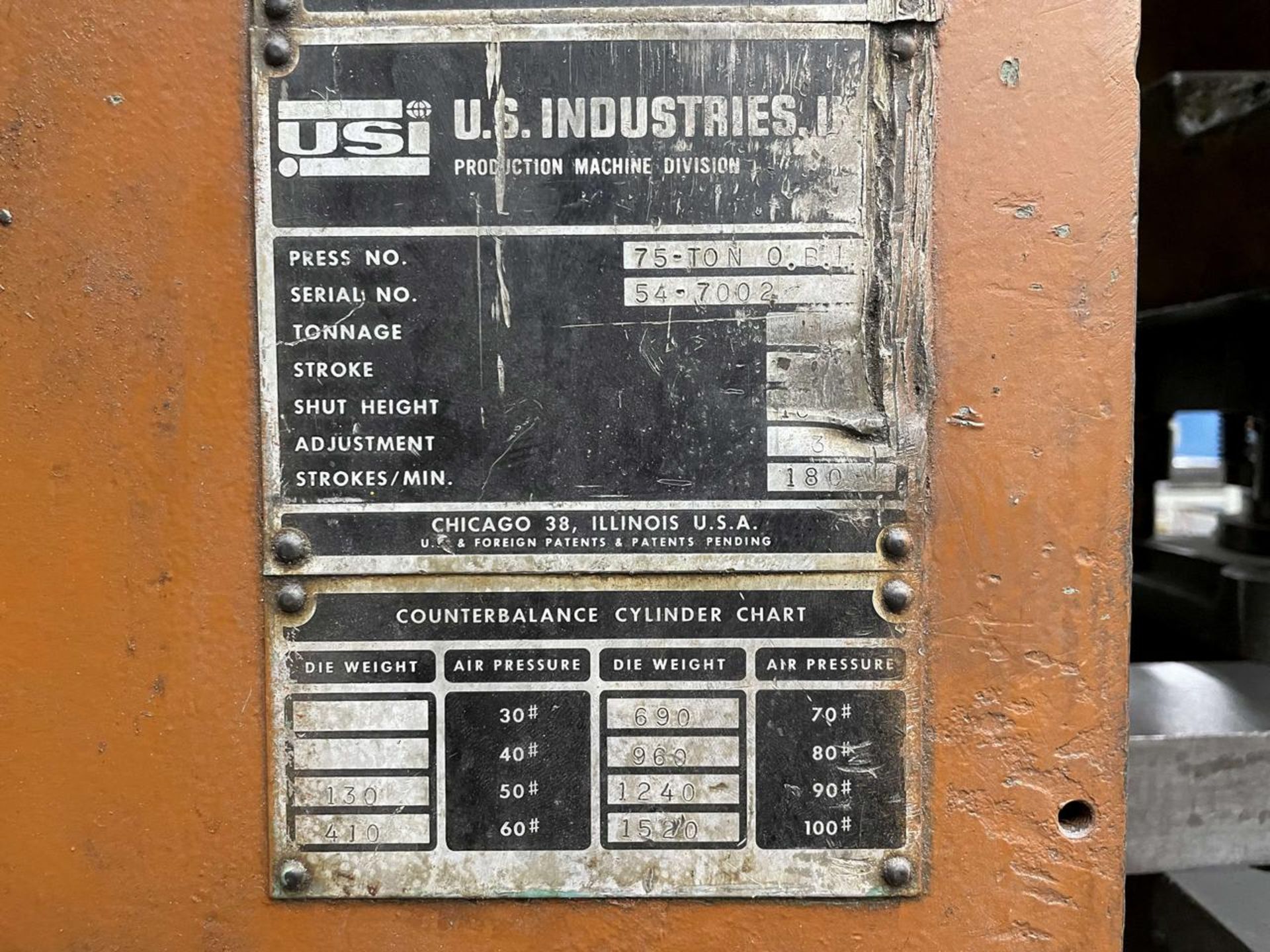 U.S. Industries 75-Ton OBI Punch Press - Image 7 of 7