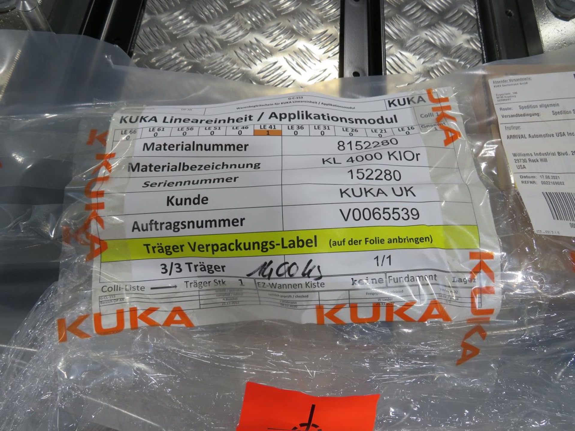 2021 Kuka KL 4000 Linear Robot Track - Approx. 158" L - Image 7 of 17