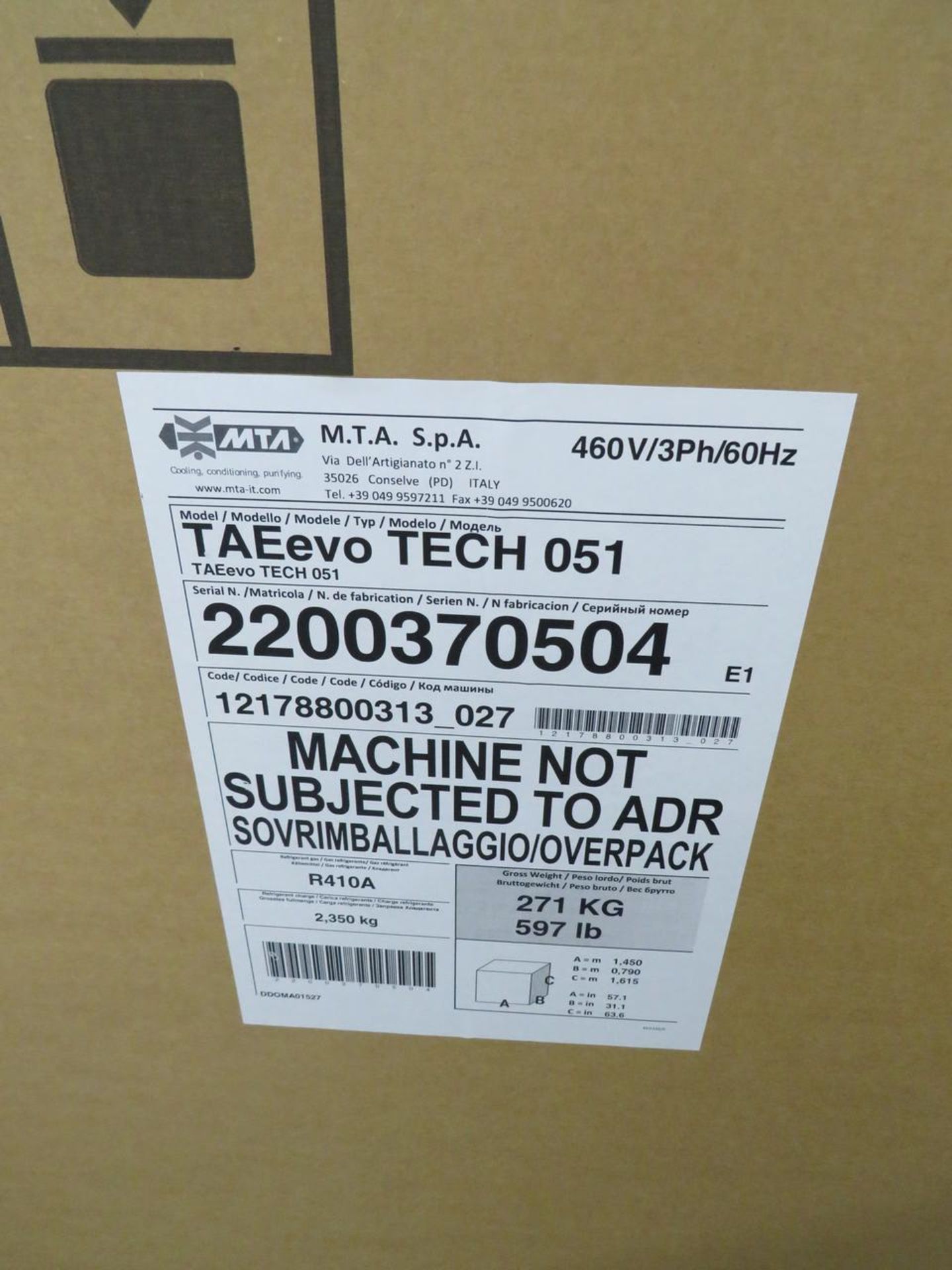 2021 MTA TAEevoTECH 051 Industrial Process Water Chiller - Image 9 of 12