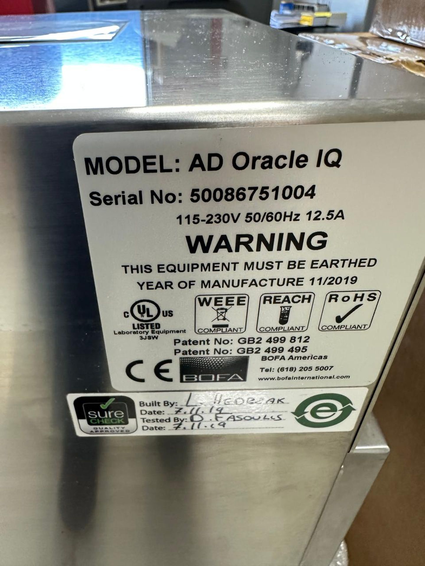 2019 BOFA AD Oracle IQ Fume Extractor - Image 4 of 5