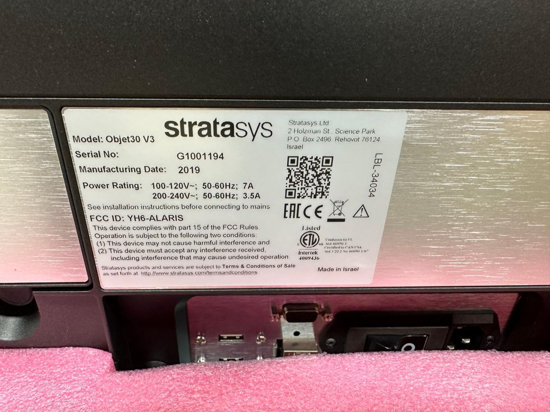 2019 Stratasys Objet 30 V3 3D Printer - Image 3 of 12