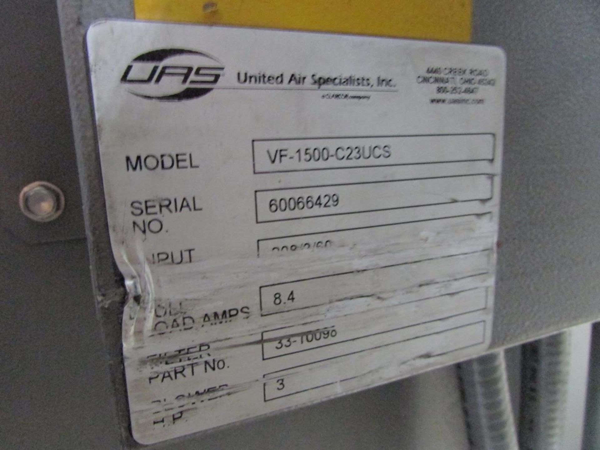 United Air Specialists VF-1500-C23UCS Dust Collector - Image 7 of 7