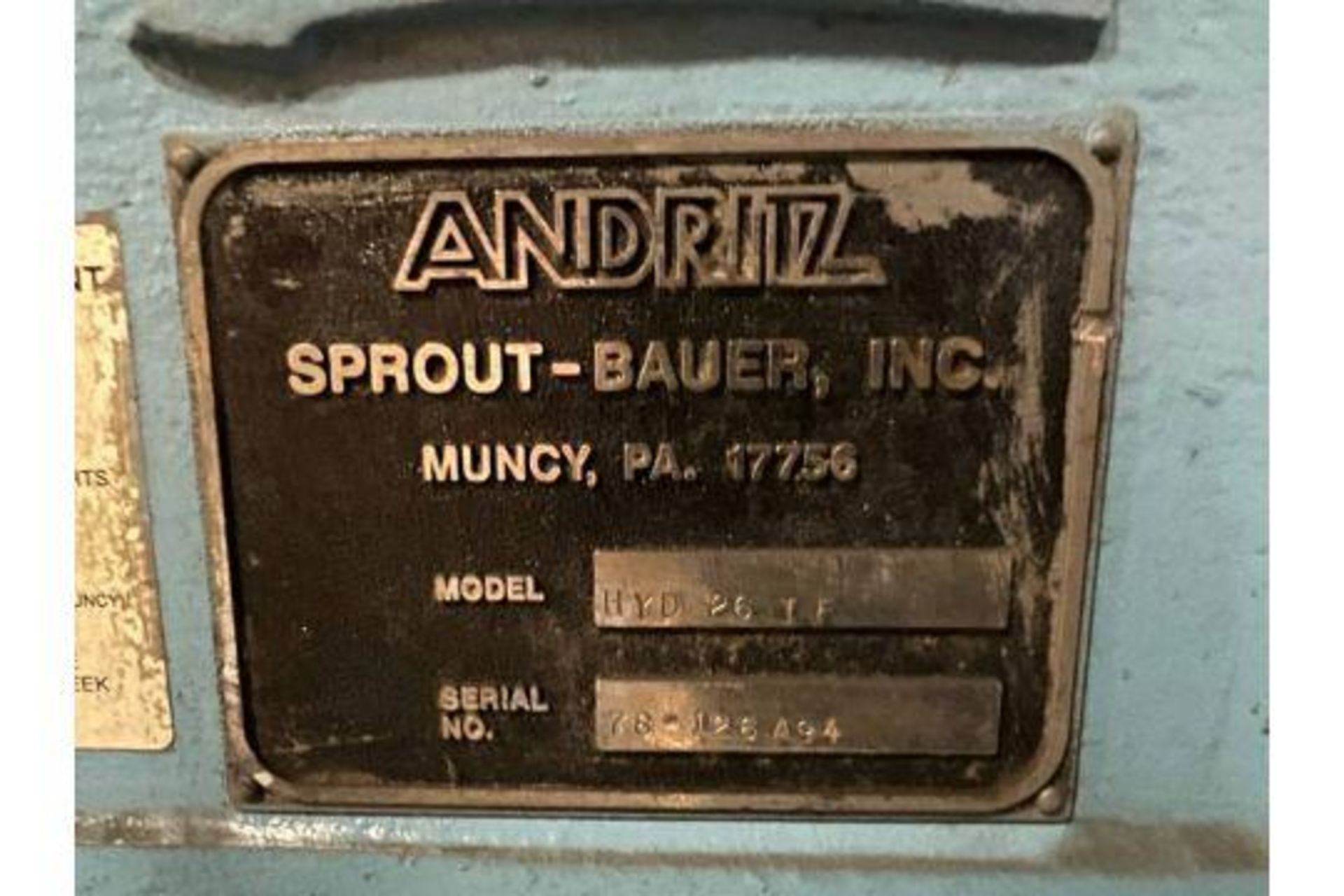 ANDRITZ SPROUT BAUER 26 26" (660MM) TF HYDRAULIC REFINER - Image 2 of 3