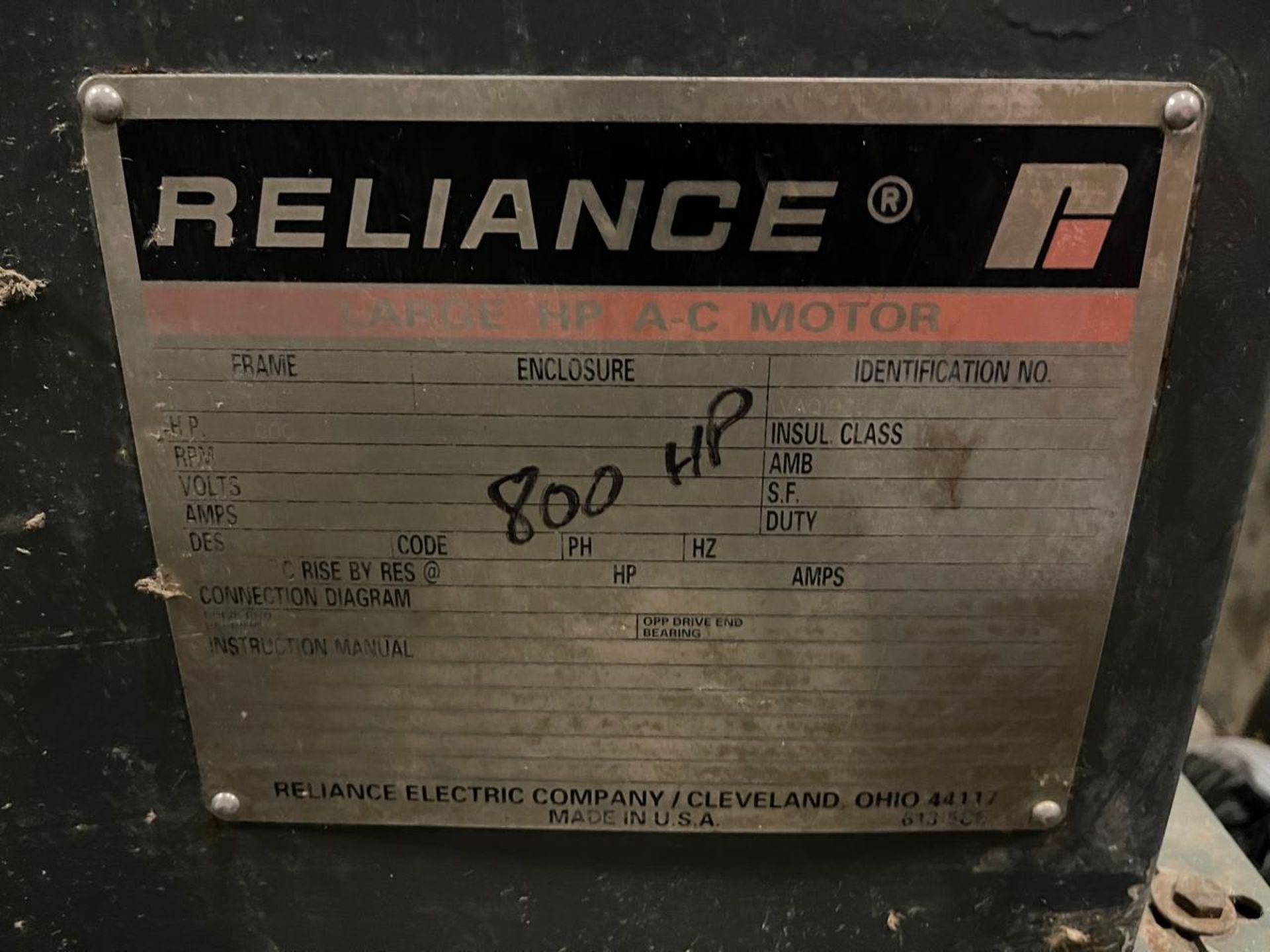 RELIANCE 800 HP REFINER MOTOR 594 RPM 4160 VOLTS - Image 3 of 3