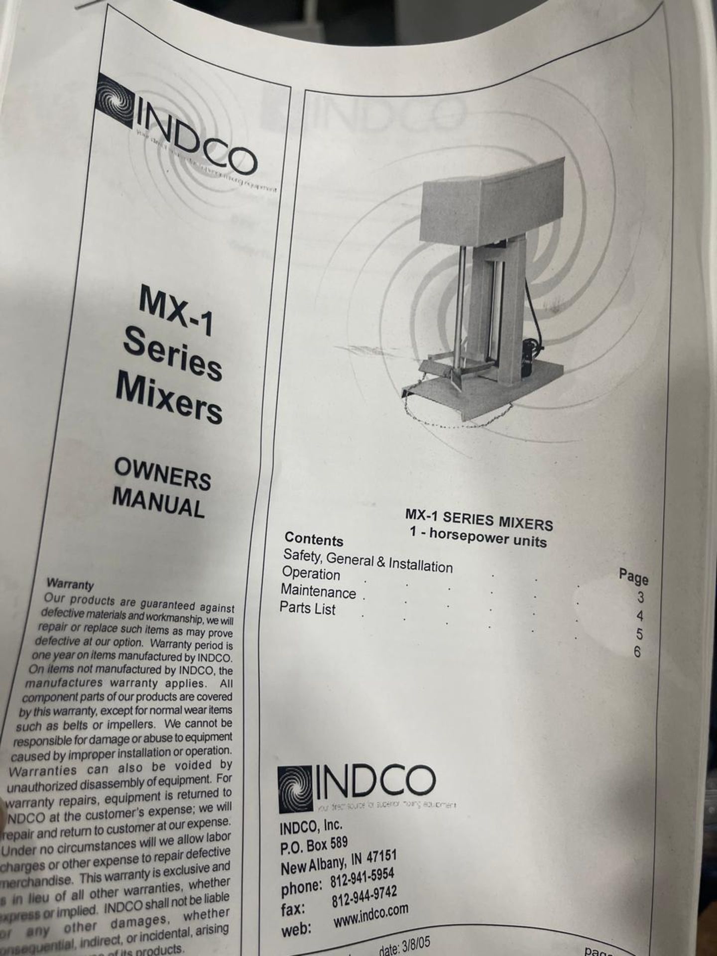 INDCO MX-1 SERIES MIXER - Image 6 of 6