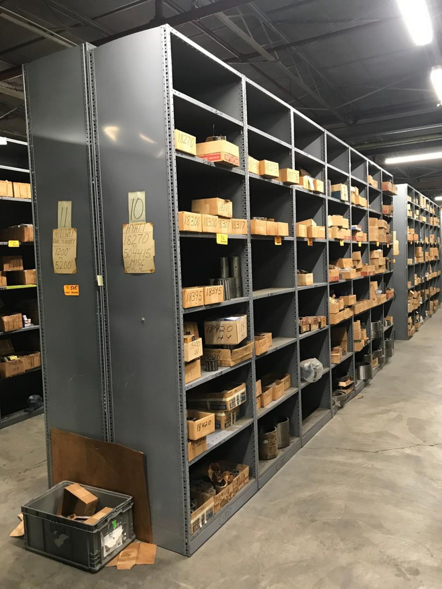 Lot of (14) Sections Heavy Duty Steel Storage Shelves