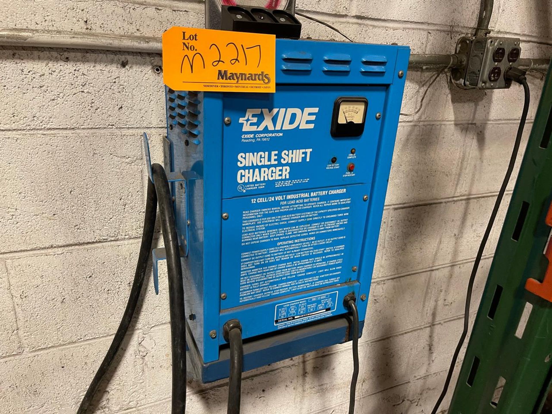 EXIDE CORPORATION SINGLE SHIFT ELECTRIC CHARGER