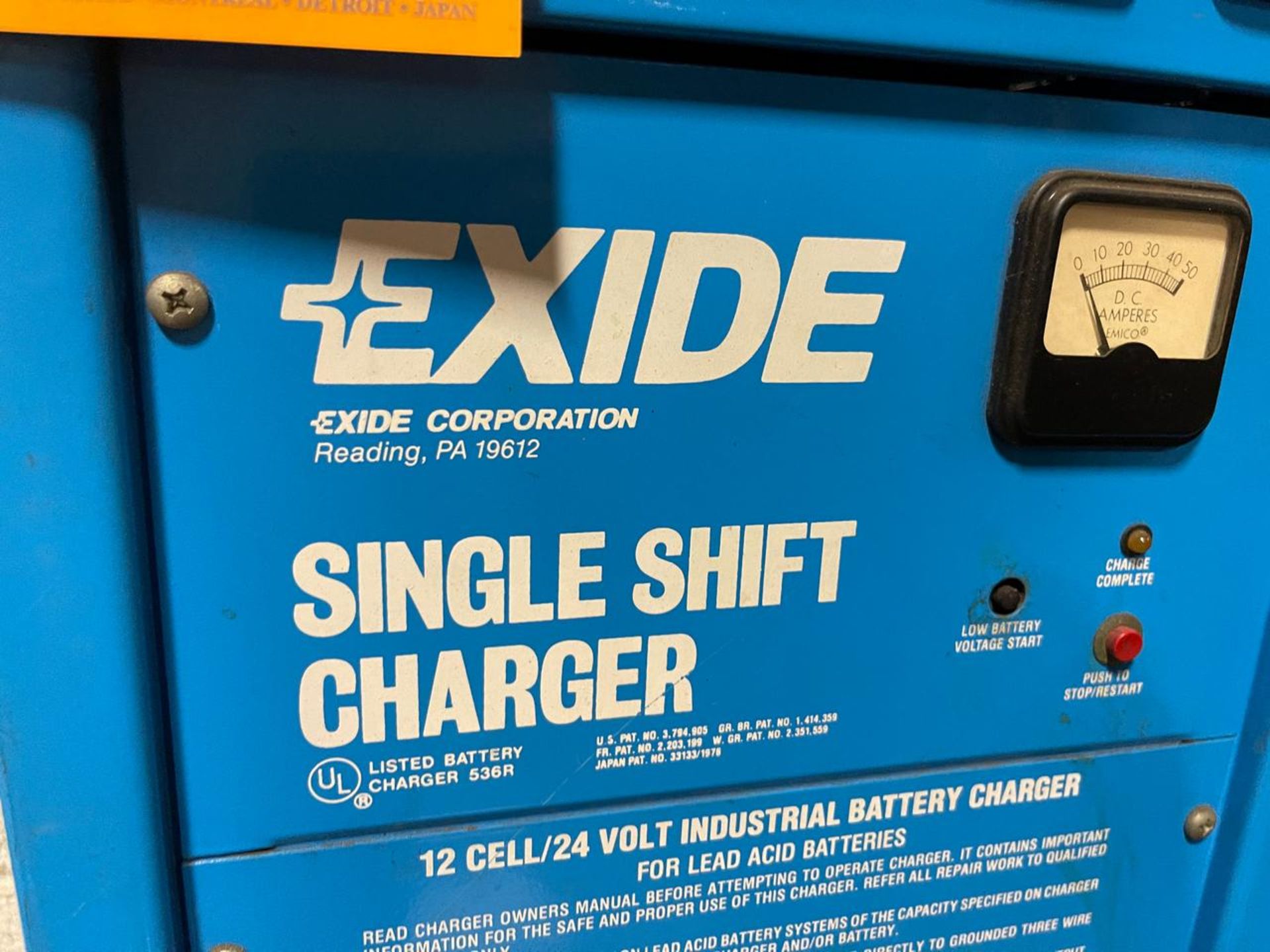 EXIDE CORPORATION SINGLE SHIFT ELECTRIC CHARGER - Image 2 of 5