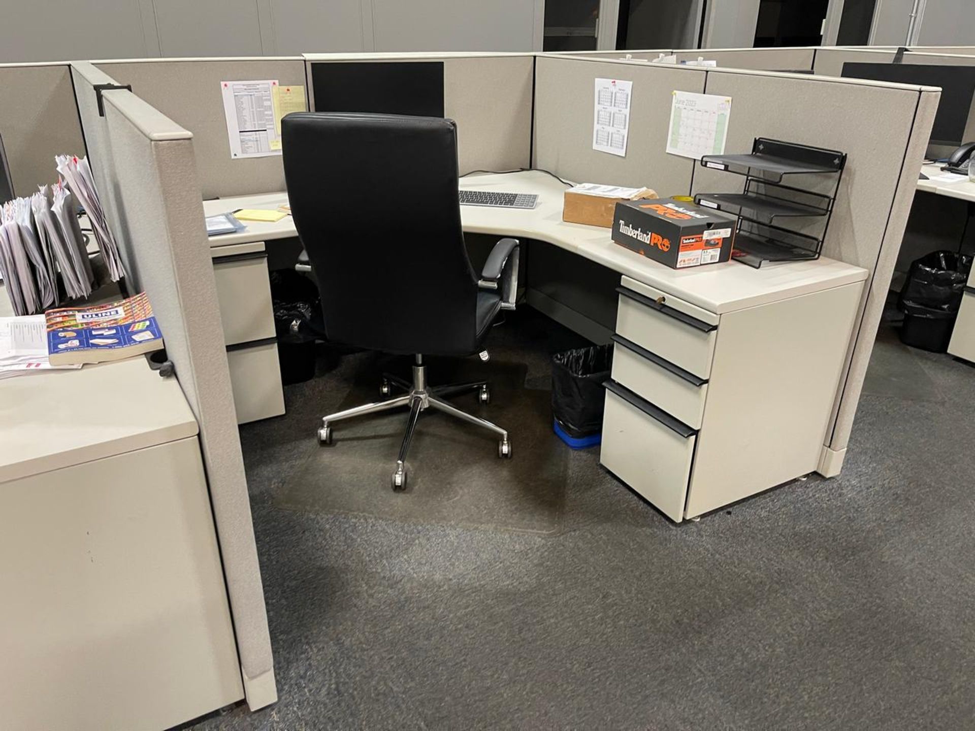 FOUR SECTIONS OF OFFICE DESKS WITH DIVIDERS - Image 3 of 4
