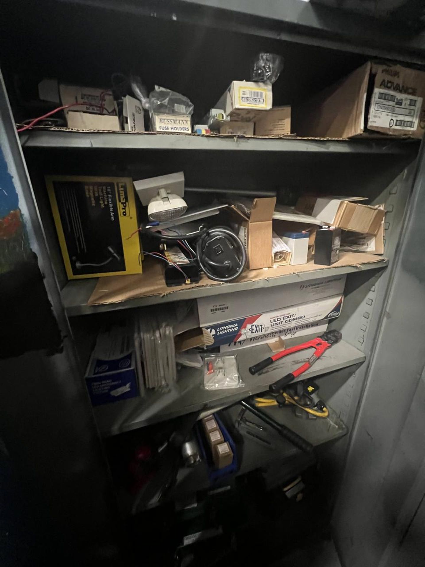 CABINET WITH CONTENTS OF ELECTRICAL PARTS