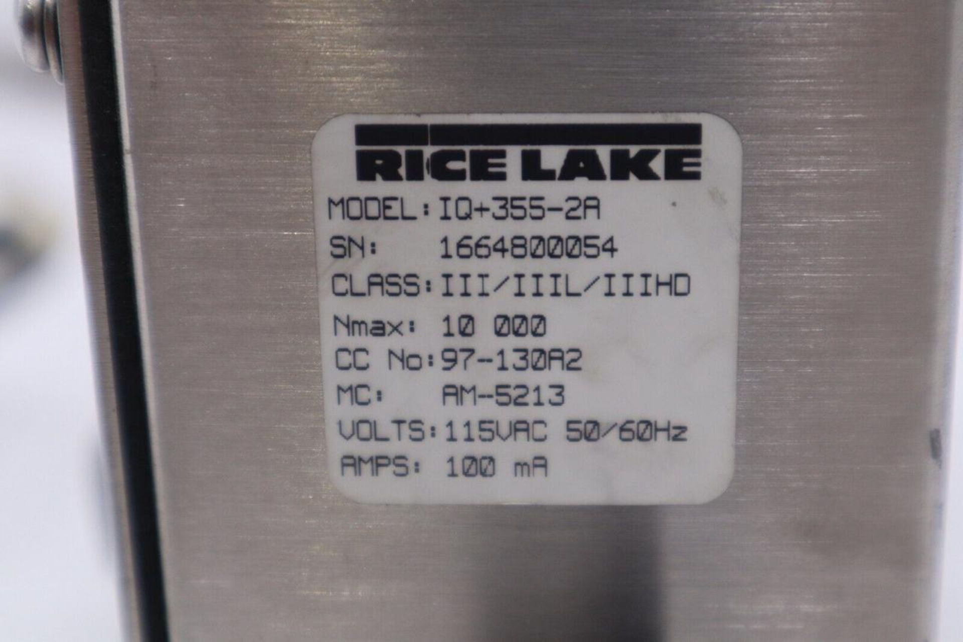 Rice Lake Digital Weight Indicator IQ+355-2A 100mA 115VAC 50/60Hz - Image 2 of 5